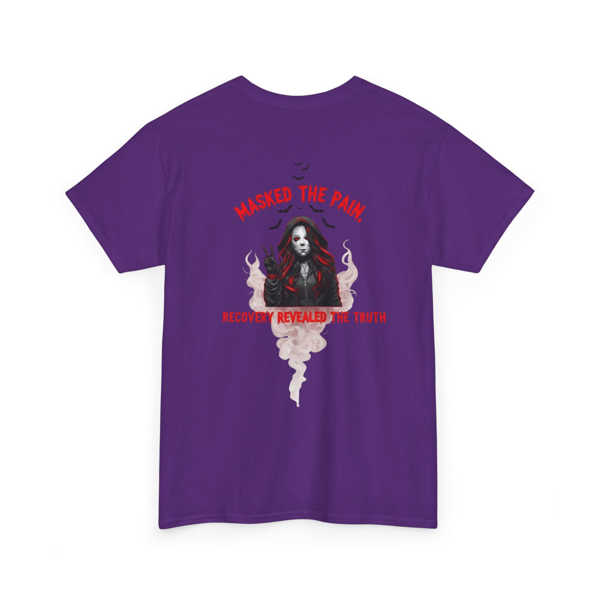 Masked the Pain Unisex Heavy Cotton Tee, Recovery Shirt, Grunge Fashion Tee, Statement Graphic Tee, Motivational Clothing