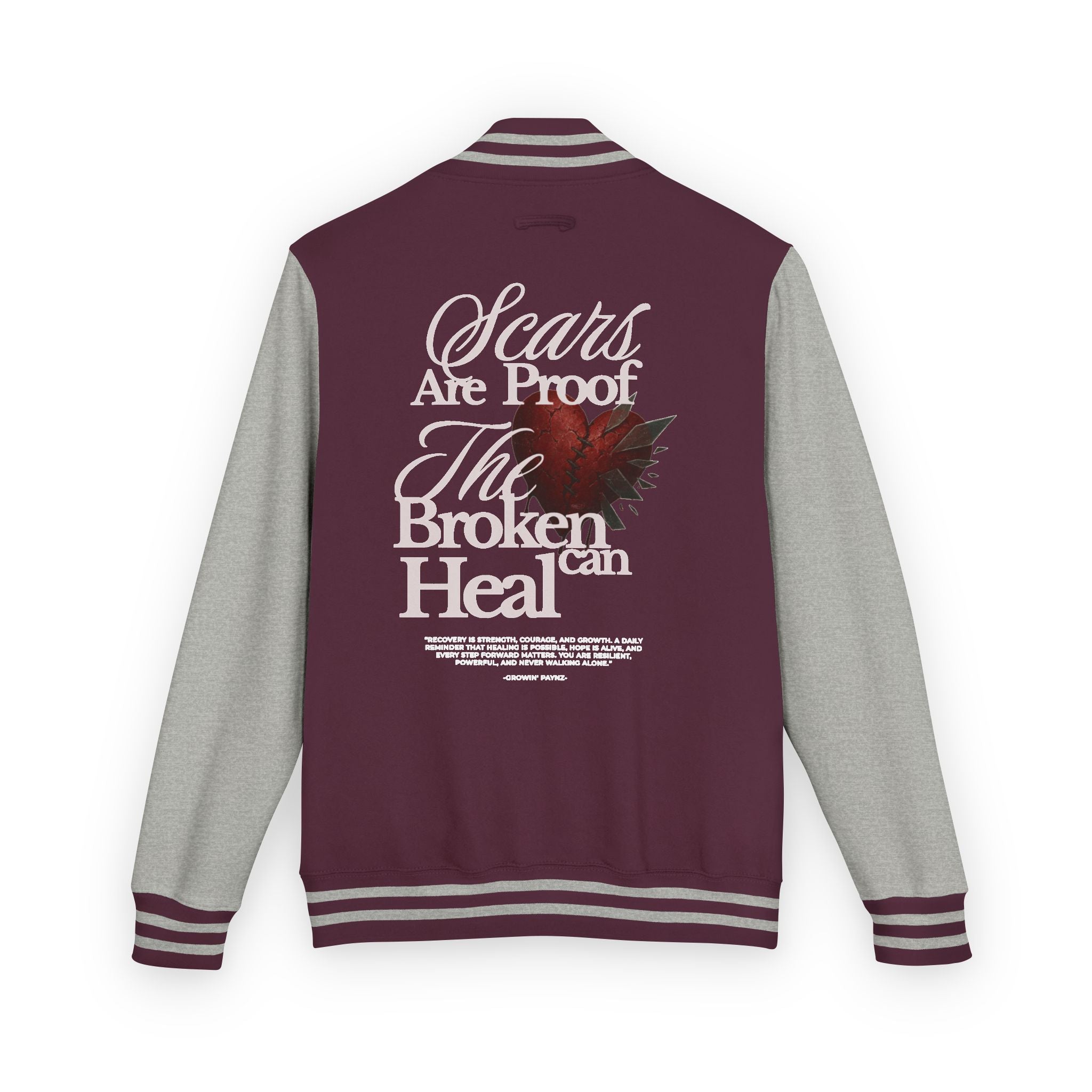 Unisex Heavyweight Letterman Jacket with Inspirational Quote - Perfect for College, Gifts, Motivational Wear, Casual Style, Team Spirit