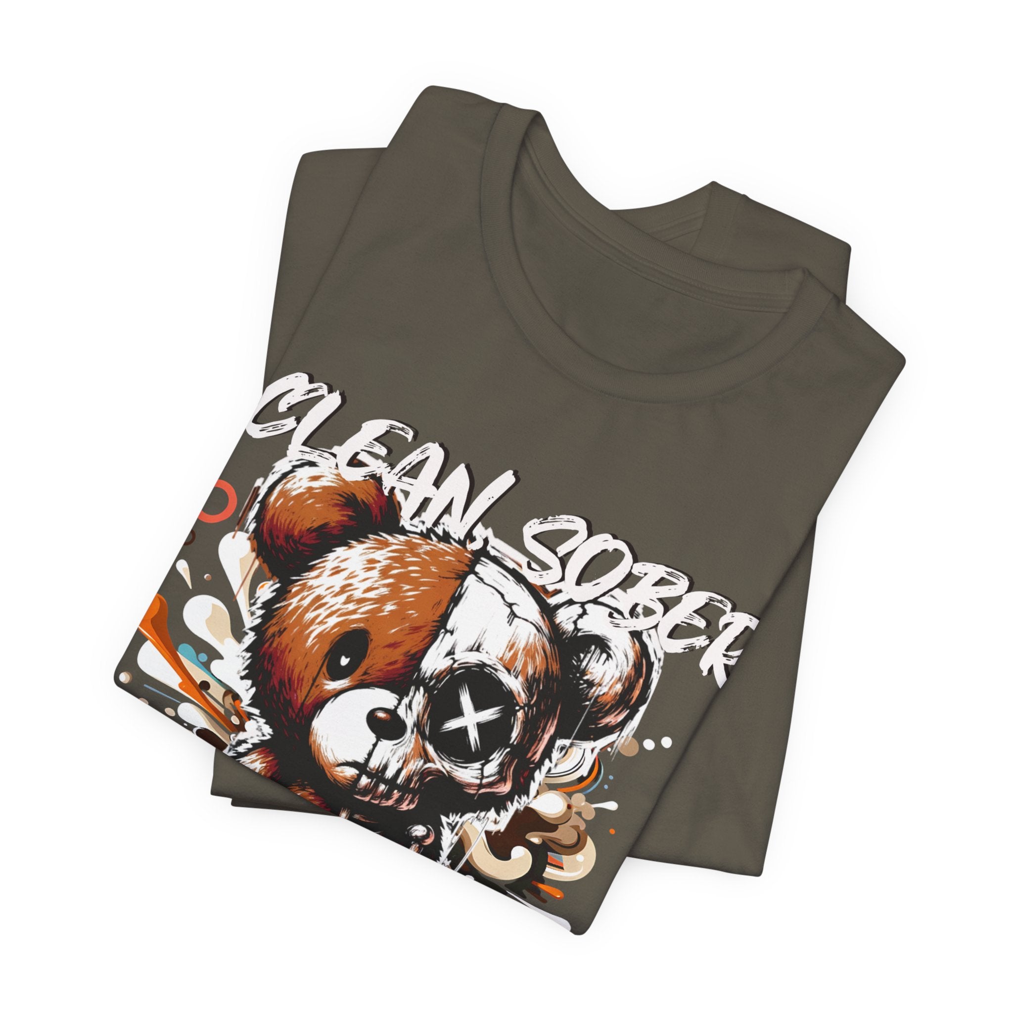 (DESIGN PRINT ON FRONT)  Clean Sober & Savage Tee | Unisex Short Sleeve T-Shirt, Recovery Apparel, Motivational Shirt, Casual Wear, Gift for Sobriety Celebrations