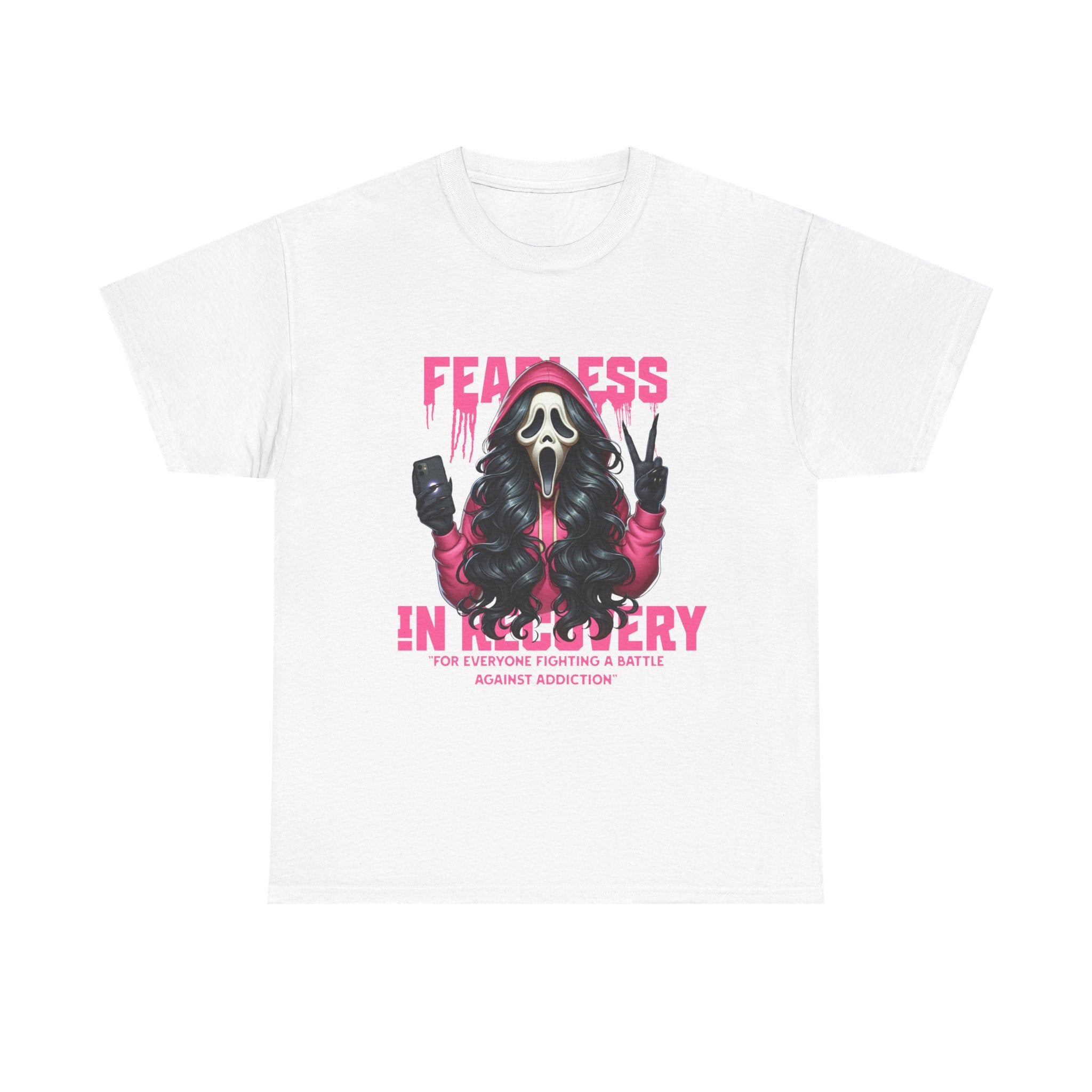 (DESIGN ON FRONT) Fearless in Recovery Tee, Support Shirt, Gift for Friends, Addiction Awareness, Motivational T-Shirt, Recovery Advocate Wear