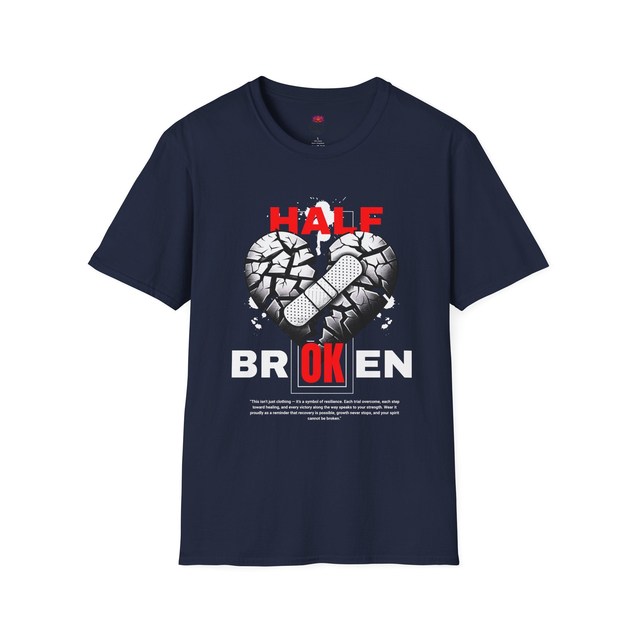(DESIGN PRINT ON FRONT)  Half OK Heart Unisex T-Shirt - Softstyle Tee, Casual Wear, Gift for Friends, Heartbreak T-Shirt, Everyday Comfort