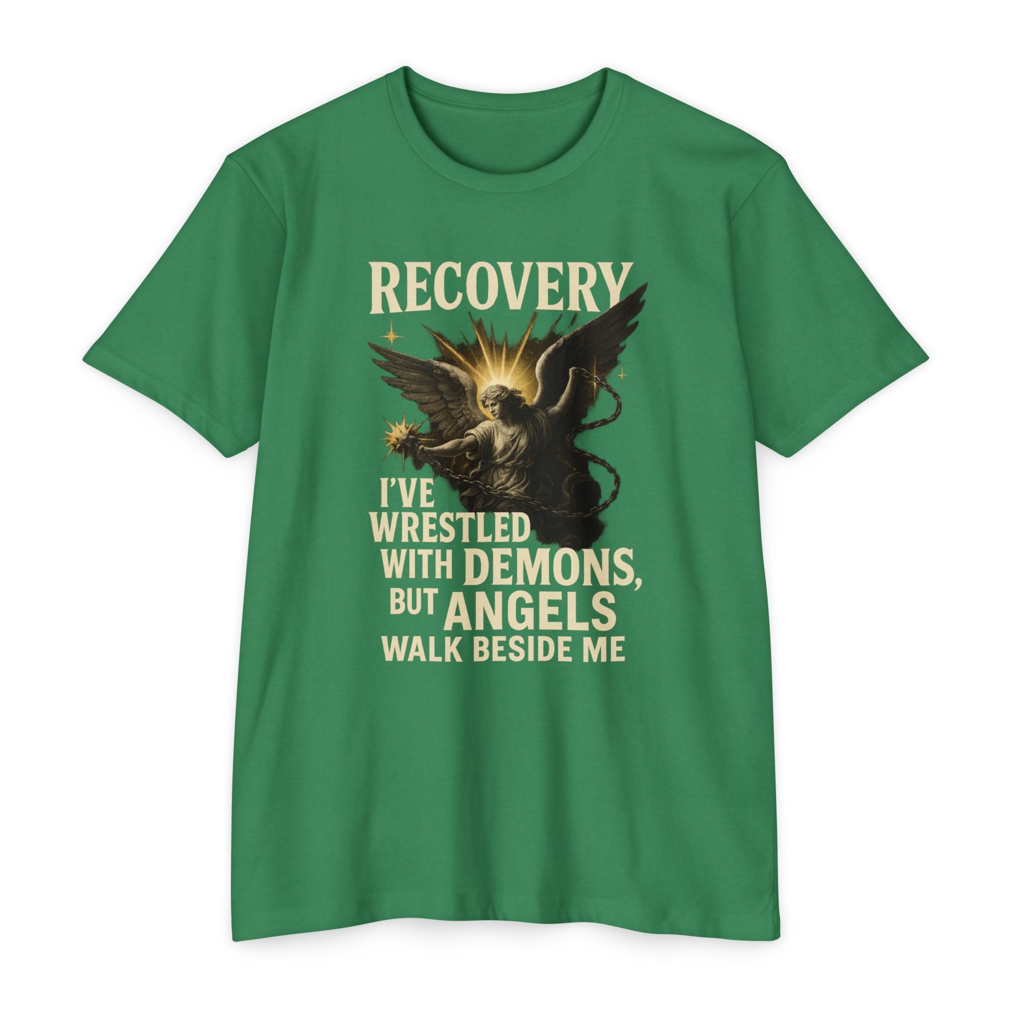 (DESIGN ON FRONT) Recovery Wings Unisex T-Shirt | Inspirational Graphic Tee | Recovery Journey | Mental Health Awareness | Gift for Friends