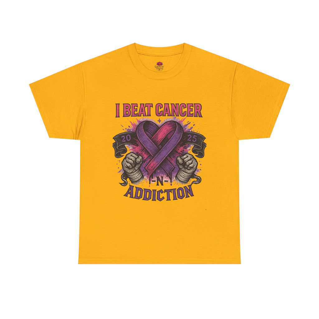 Cancer Awareness Unisex Tee - I Beat Cancer, Fight Against Addiction, Support Breast Cancer, Inspirational Gift, Comfortable Cotton Shirt