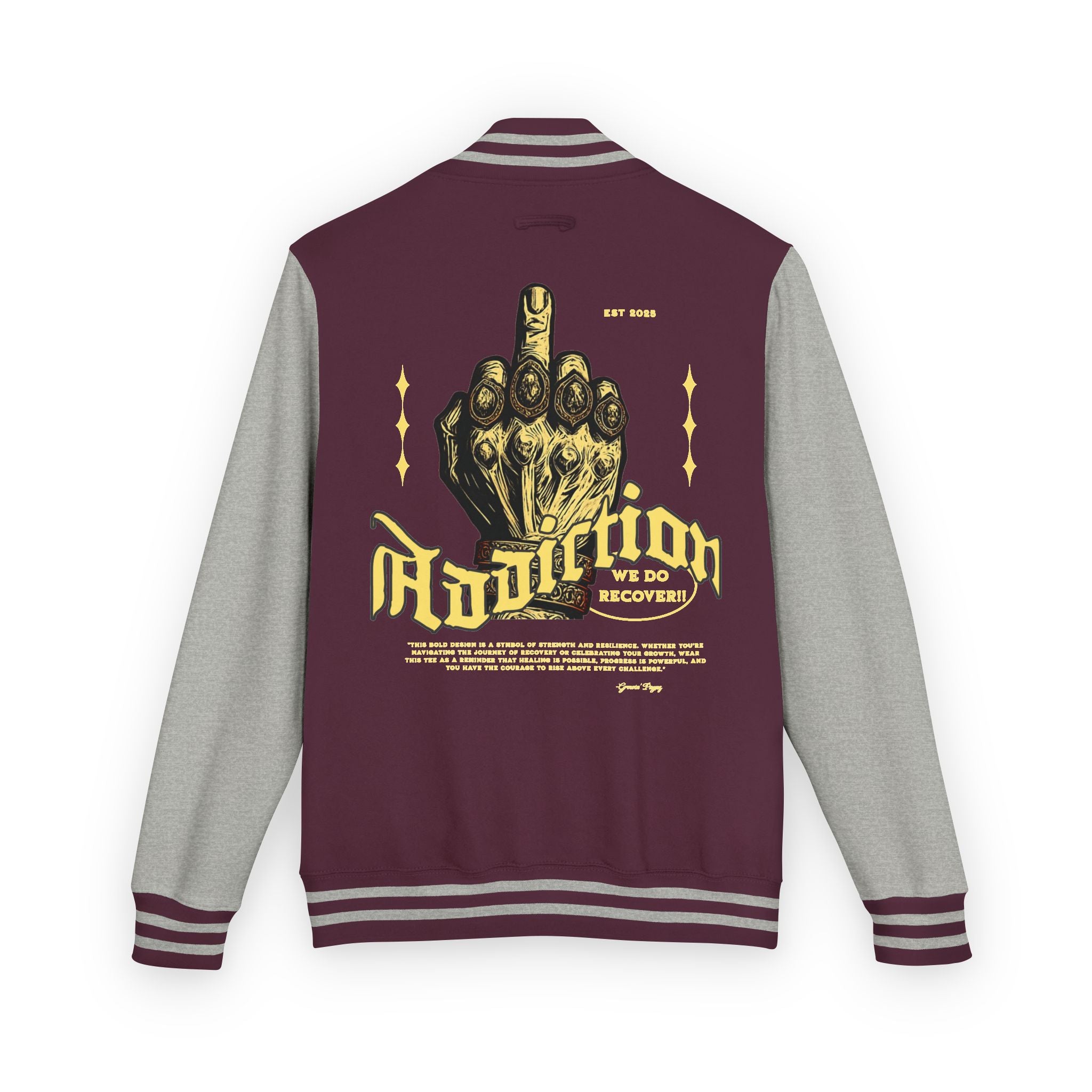 Unisex Heavyweight Letterman Jacket with Unique Graphic Design, Trendy Varsity Style, Casual Outerwear, Gift for Him/Her, Perfect for [...]