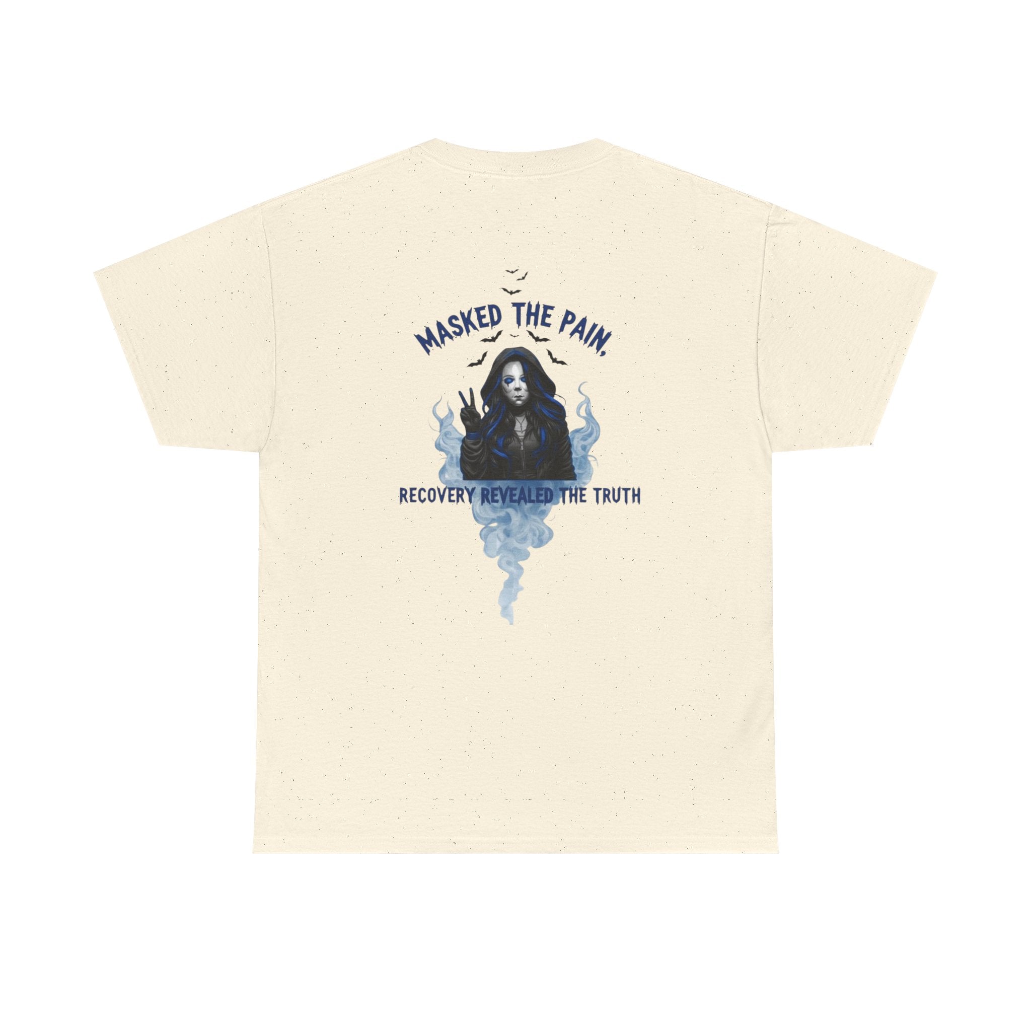 Unisex Heavy Cotton Tee - "Masked The Pain" Recovery Design, Motivational Shirt, Inspirational Gift, Self-Care Apparel, Mental Health [...]