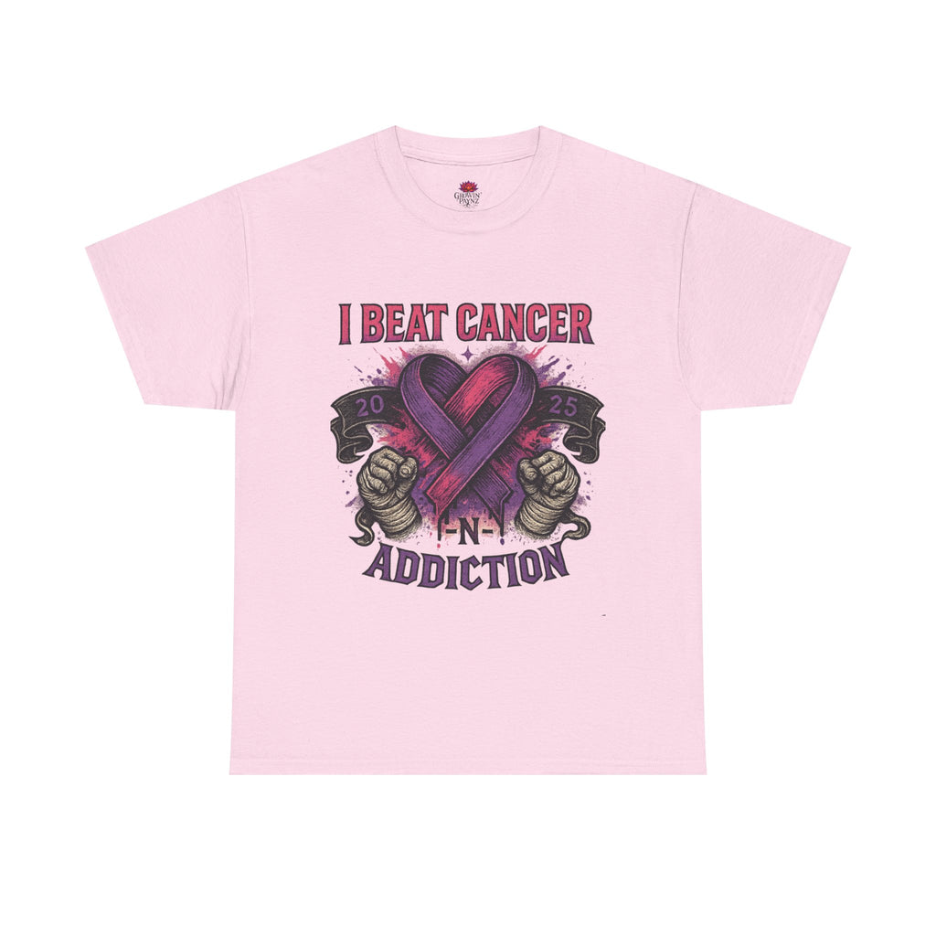 Cancer Awareness Unisex Tee - I Beat Cancer, Fight Against Addiction, Support Breast Cancer, Inspirational Gift, Comfortable Cotton Shirt