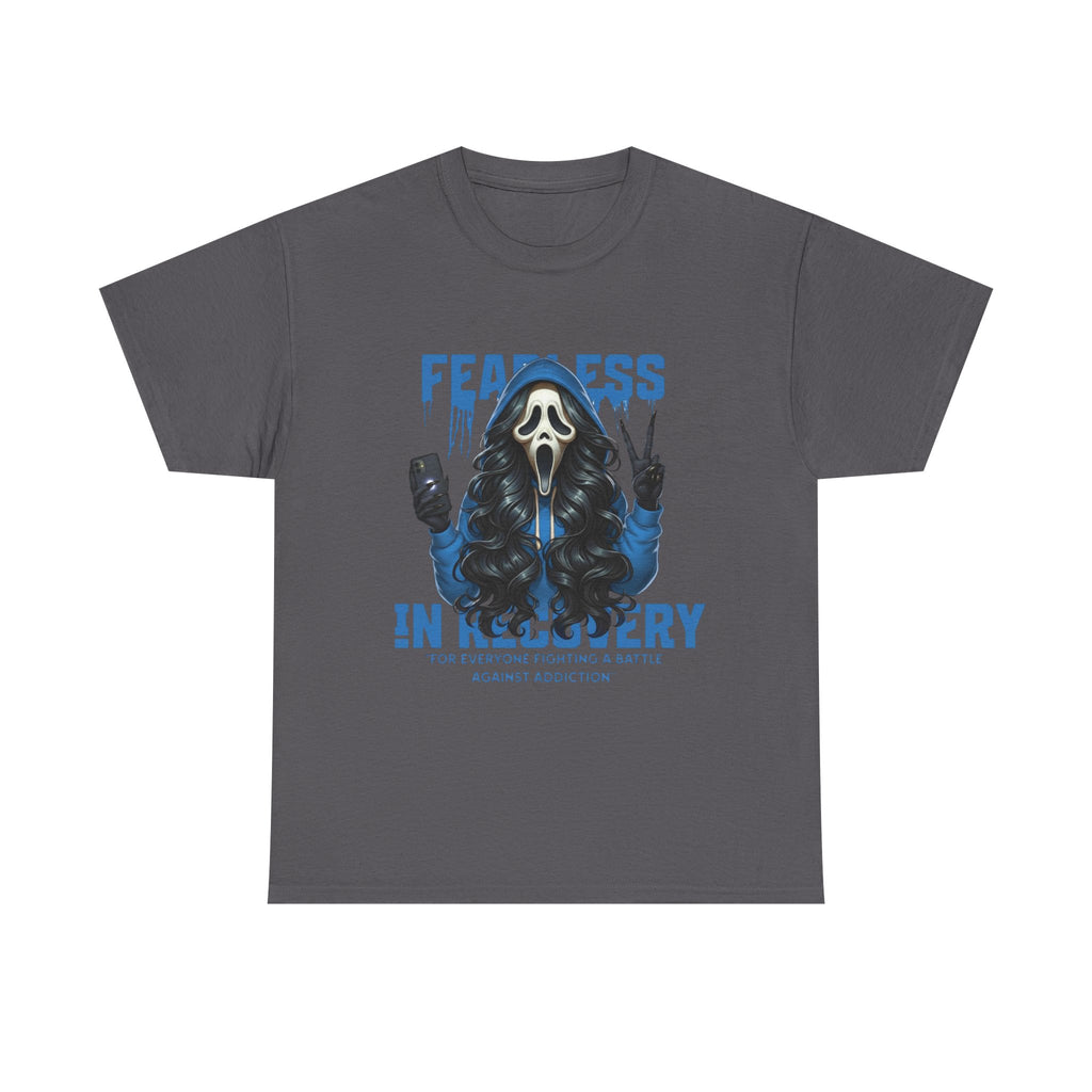 (DESIGN ON FRONT) Fearless in Recovery Tee, Motivational T-Shirt, Unisex Cotton Shirt, Recovery Awareness Apparel, Gift for Support, Inspirational Wear