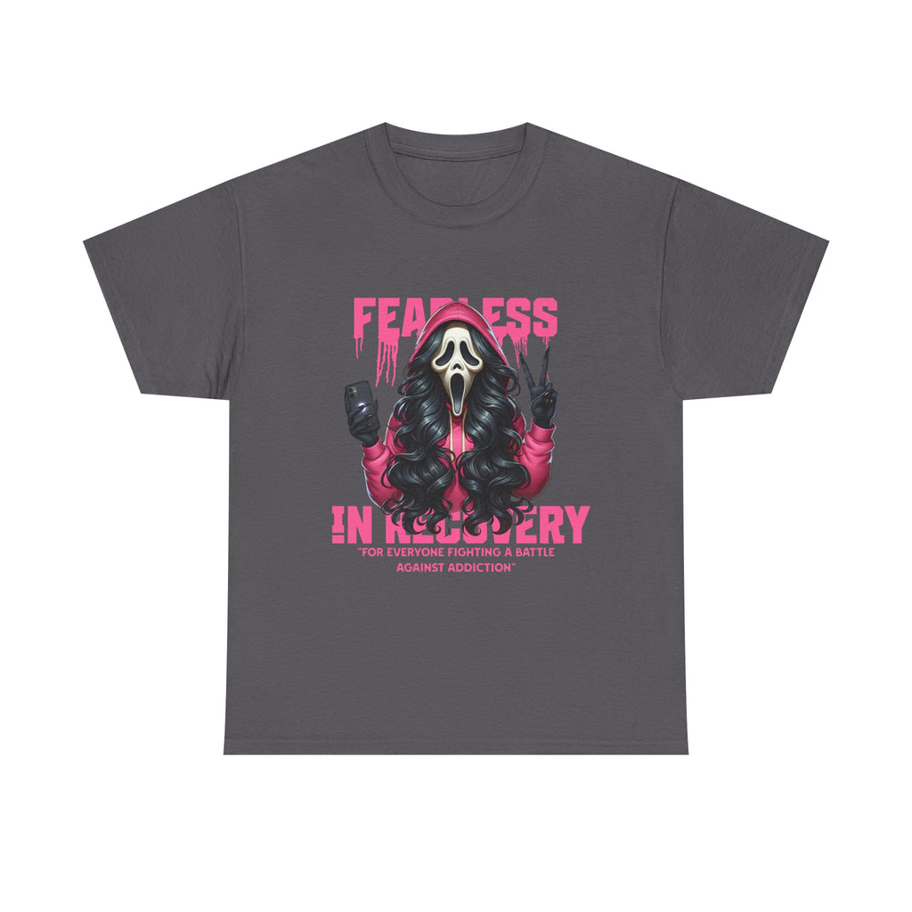 (DESIGN ON FRONT) Fearless in Recovery Tee, Support Shirt, Gift for Friends, Addiction Awareness, Motivational T-Shirt, Recovery Advocate Wear