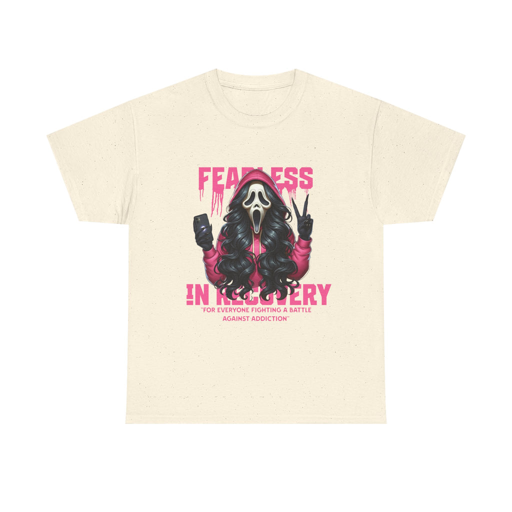 (DESIGN ON FRONT) Fearless in Recovery Tee, Support Shirt, Gift for Friends, Addiction Awareness, Motivational T-Shirt, Recovery Advocate Wear