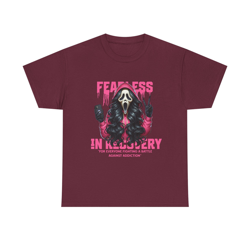 (DESIGN ON FRONT) Fearless in Recovery Tee, Support Shirt, Gift for Friends, Addiction Awareness, Motivational T-Shirt, Recovery Advocate Wear