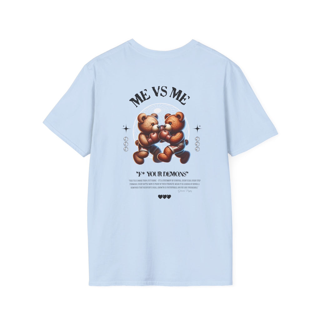(DESIGN PRINT ON BACK)  Unisex Graphic Tee - Cute 'Me vs Me' Design, Casual Wear, Birthday Gift, Self-Love, Everyday Fashion