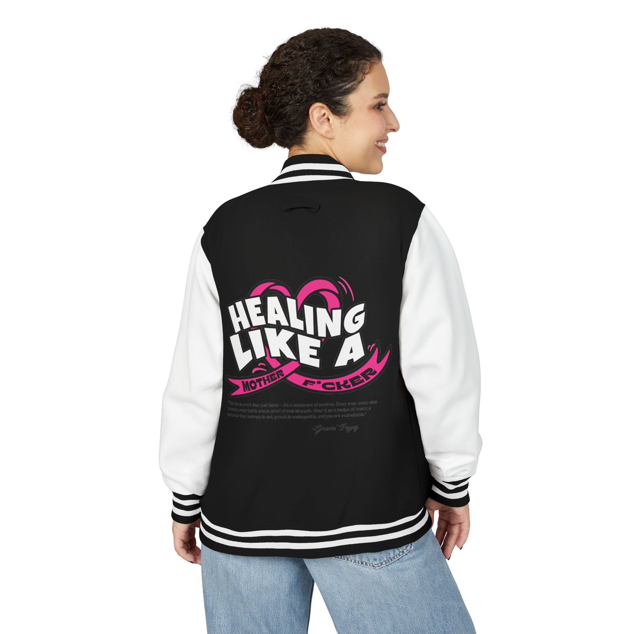 Healing Like a Mother Letterman Jacket, Unisex Varsity Jacket, Trendy Outerwear, Gift for Moms, Stylish Letterman for Her, Casual [...]