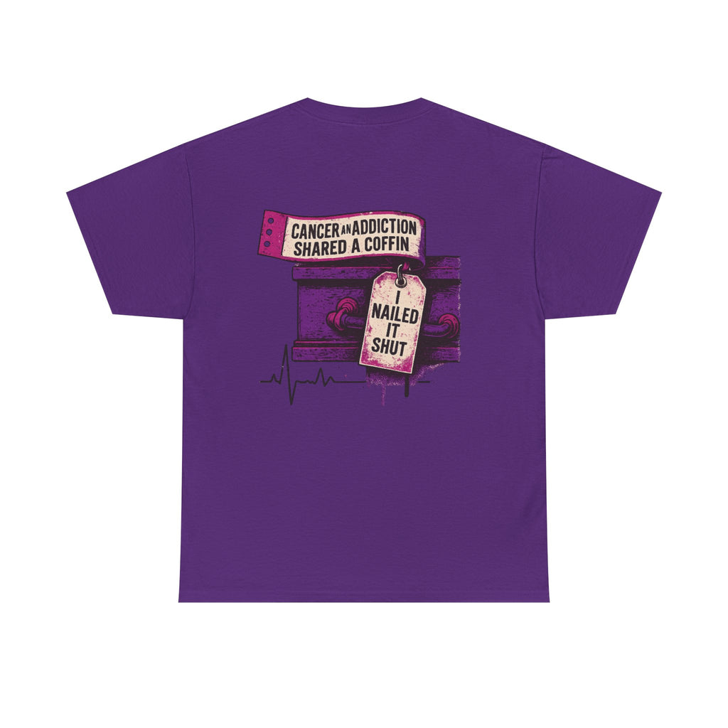 Unisex Heavy Cotton Tee with Bold Graphic Design, Cancer Awareness Shirt, Addiction Recovery Tee, Unique Gift for Loved Ones, [...]