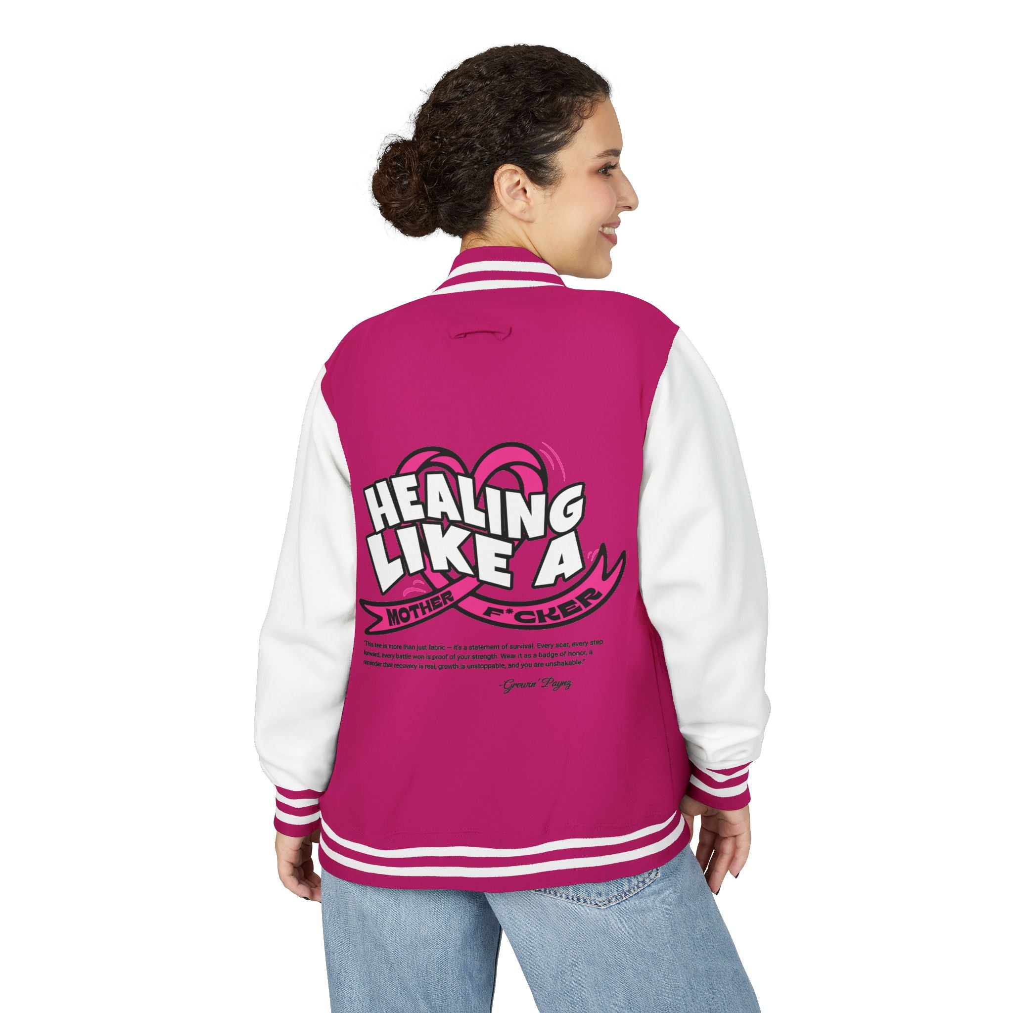 Healing Like a Mother Letterman Jacket, Unisex Varsity Jacket, Trendy Outerwear, Gift for Moms, Stylish Letterman for Her, Casual [...]