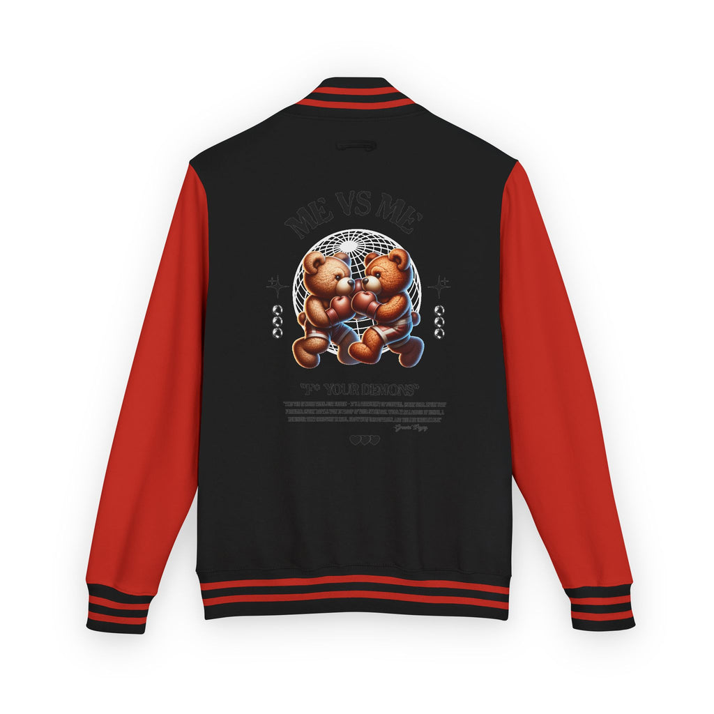Retro Bear-Themed Unisex Heavyweight Letterman Jacket | Vintage Charm, Cozy Layer, Perfect Gift, Fashion Statement, Trendy Outerwear