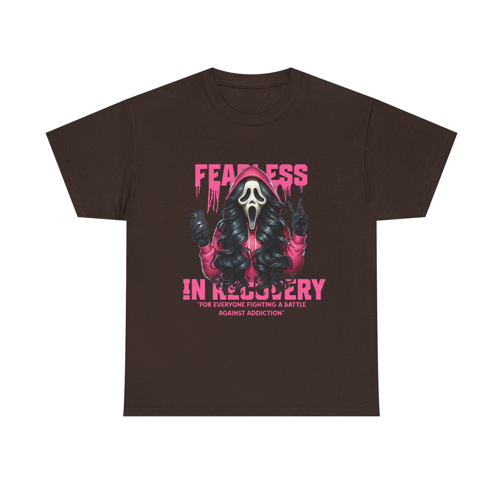 (DESIGN ON FRONT) Fearless in Recovery Tee, Support Shirt, Gift for Friends, Addiction Awareness, Motivational T-Shirt, Recovery Advocate Wear
