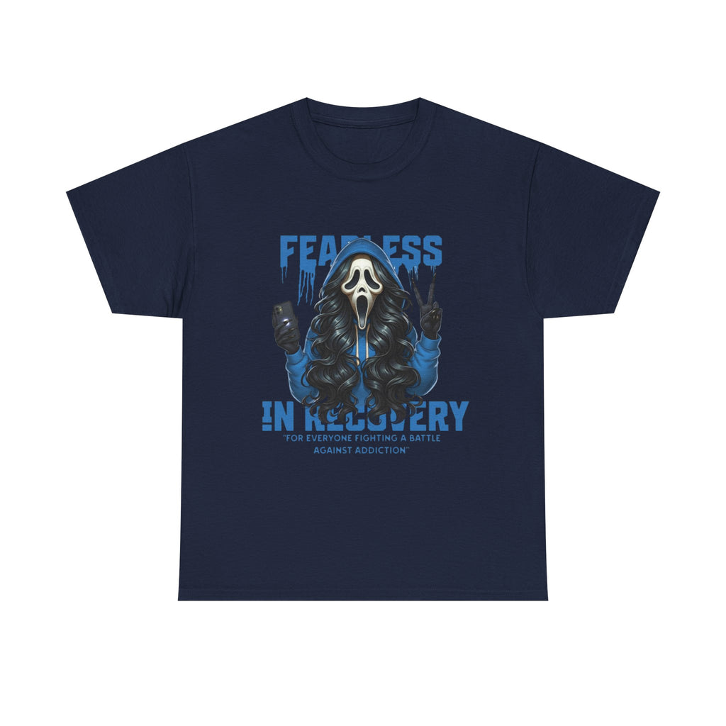 (DESIGN ON FRONT) Fearless in Recovery Tee, Motivational T-Shirt, Unisex Cotton Shirt, Recovery Awareness Apparel, Gift for Support, Inspirational Wear