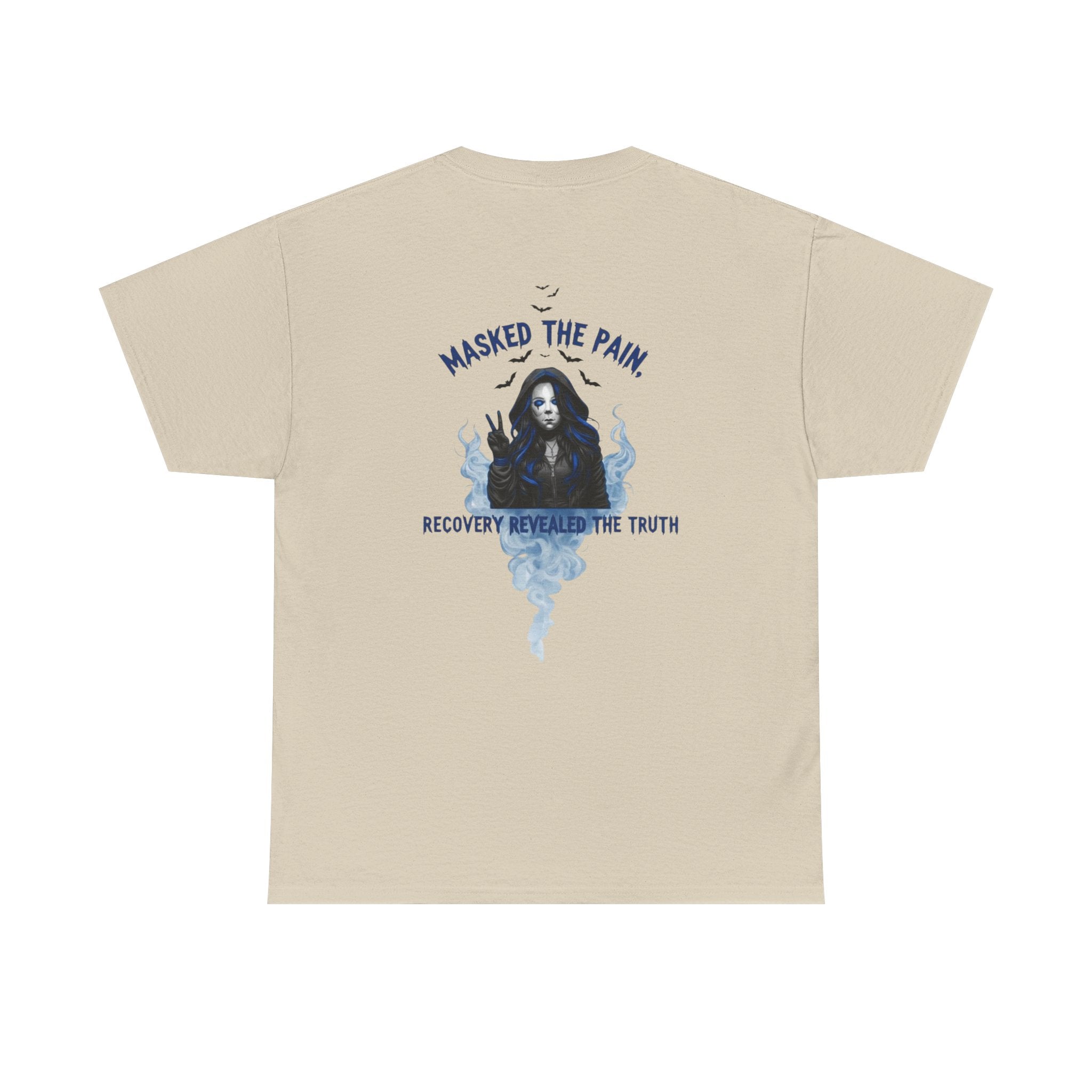Unisex Heavy Cotton Tee - "Masked The Pain" Recovery Design, Motivational Shirt, Inspirational Gift, Self-Care Apparel, Mental Health [...]