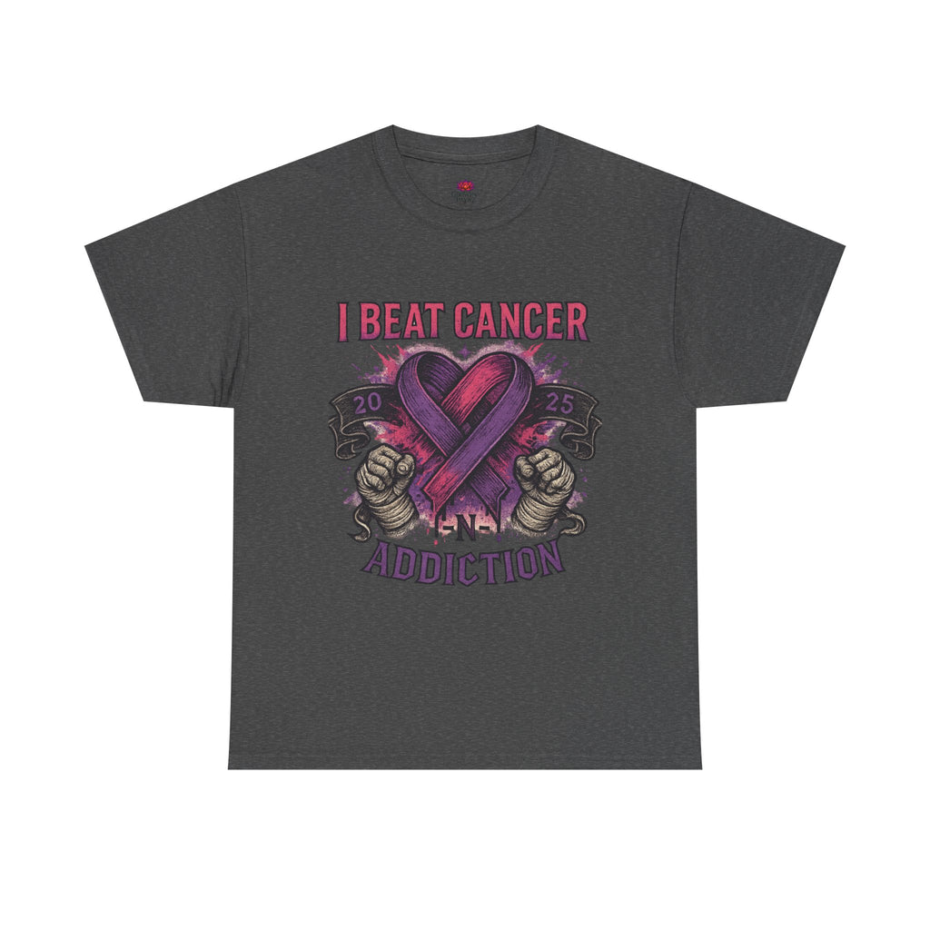 Cancer Awareness Unisex Tee - I Beat Cancer, Fight Against Addiction, Support Breast Cancer, Inspirational Gift, Comfortable Cotton Shirt