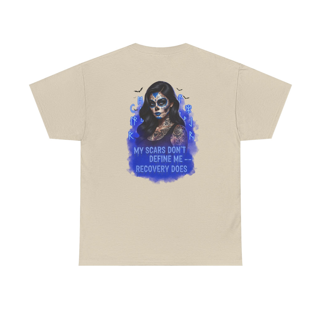 Recovery-Themed Unisex Cotton Tee, Inspirational T-Shirt, Mental Health Awareness Shirt, Scars Don't Define You, Self-Care Apparel