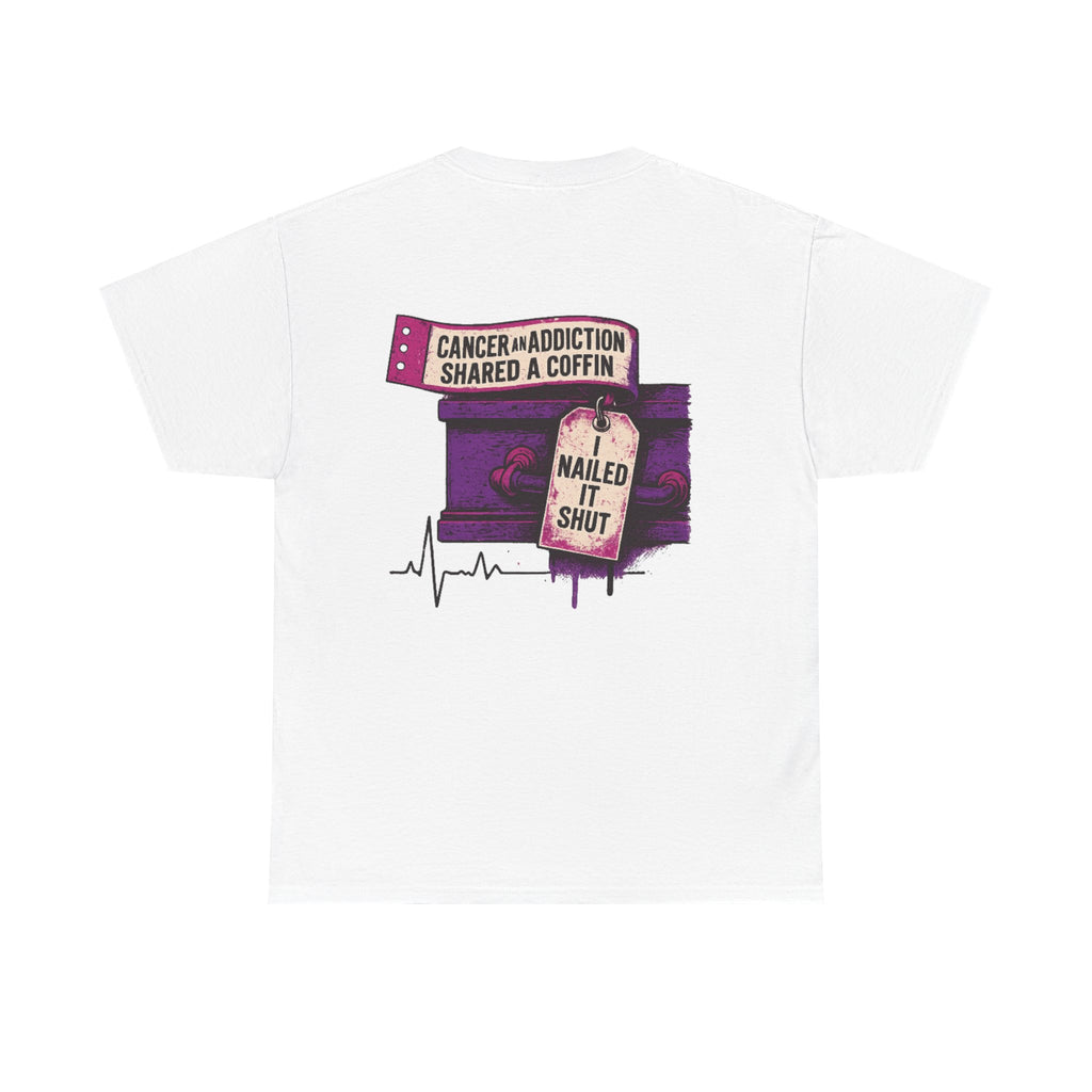 Unisex Heavy Cotton Tee with Bold Graphic Design, Cancer Awareness Shirt, Addiction Recovery Tee, Unique Gift for Loved Ones, [...]