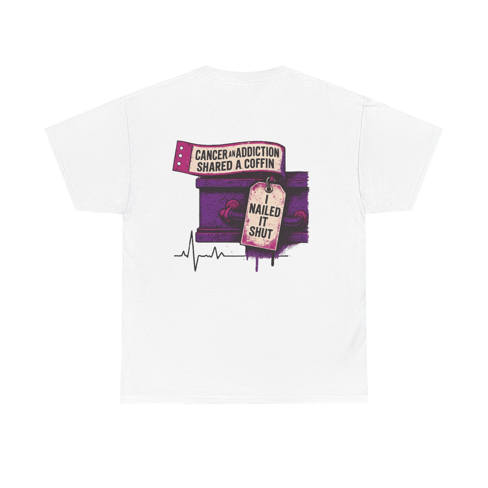 Unisex Heavy Cotton Tee with Bold Graphic Design, Cancer Awareness Shirt, Addiction Recovery Tee, Unique Gift for Loved Ones, [...]