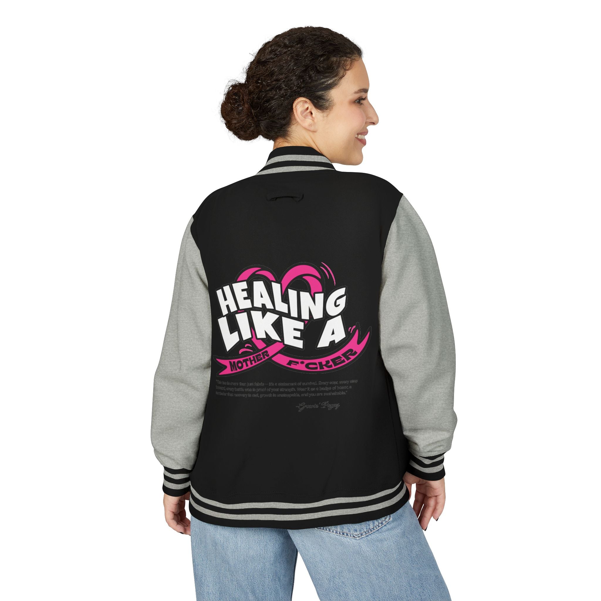 Healing Like a Mother Letterman Jacket, Unisex Varsity Jacket, Trendy Outerwear, Gift for Moms, Stylish Letterman for Her, Casual [...]