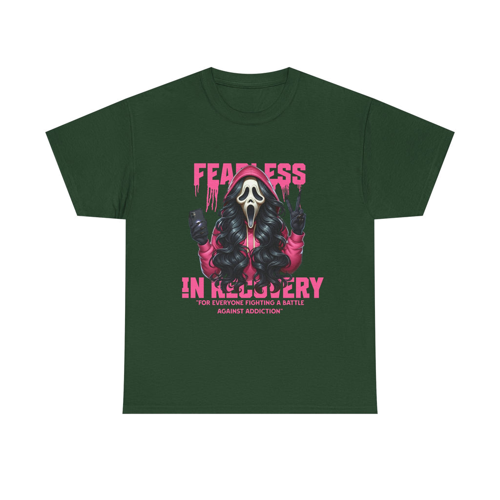 (DESIGN ON FRONT) Fearless in Recovery Tee, Support Shirt, Gift for Friends, Addiction Awareness, Motivational T-Shirt, Recovery Advocate Wear