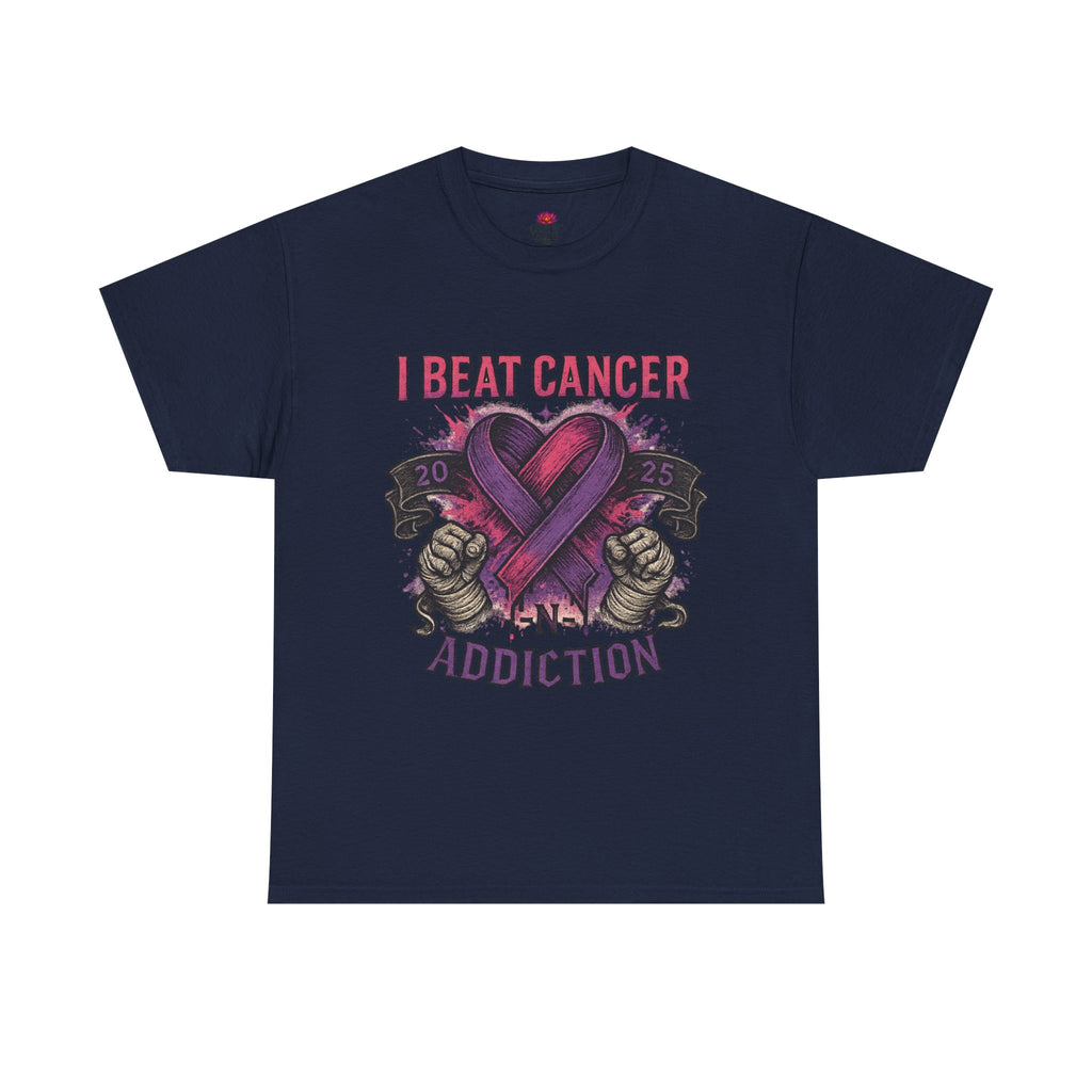 Cancer Awareness Unisex Tee - I Beat Cancer, Fight Against Addiction, Support Breast Cancer, Inspirational Gift, Comfortable Cotton Shirt