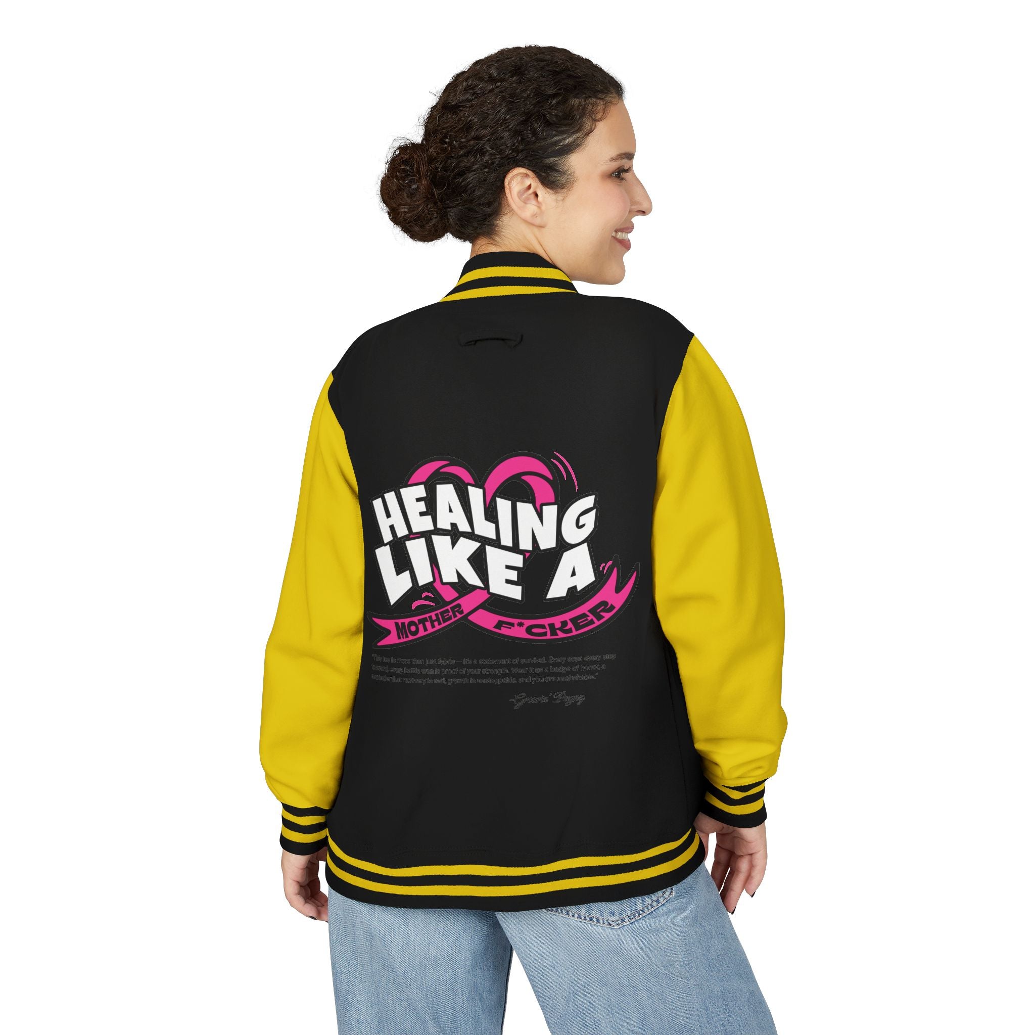Healing Like a Mother Letterman Jacket, Unisex Varsity Jacket, Trendy Outerwear, Gift for Moms, Stylish Letterman for Her, Casual [...]
