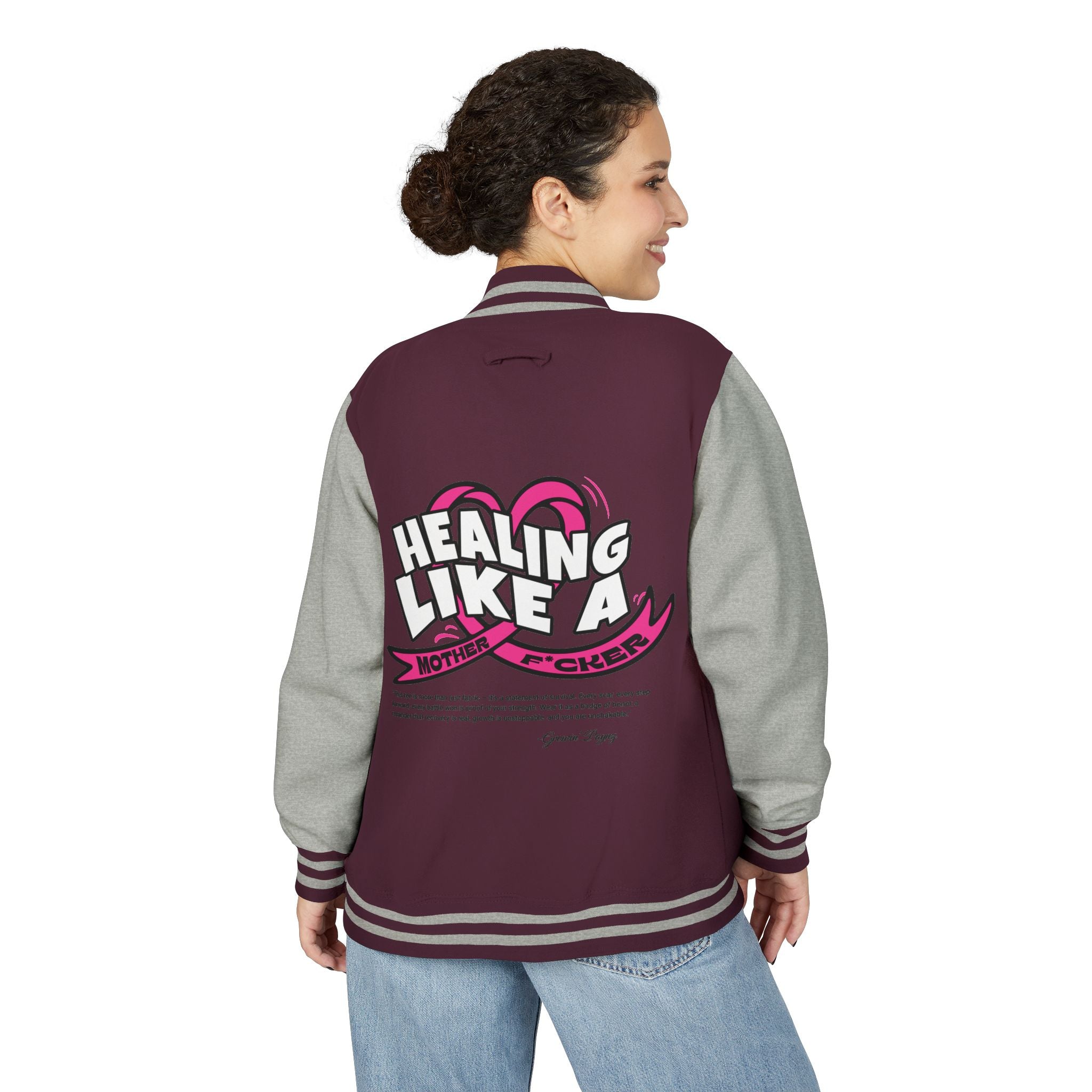 Healing Like a Mother Letterman Jacket, Unisex Varsity Jacket, Trendy Outerwear, Gift for Moms, Stylish Letterman for Her, Casual [...]