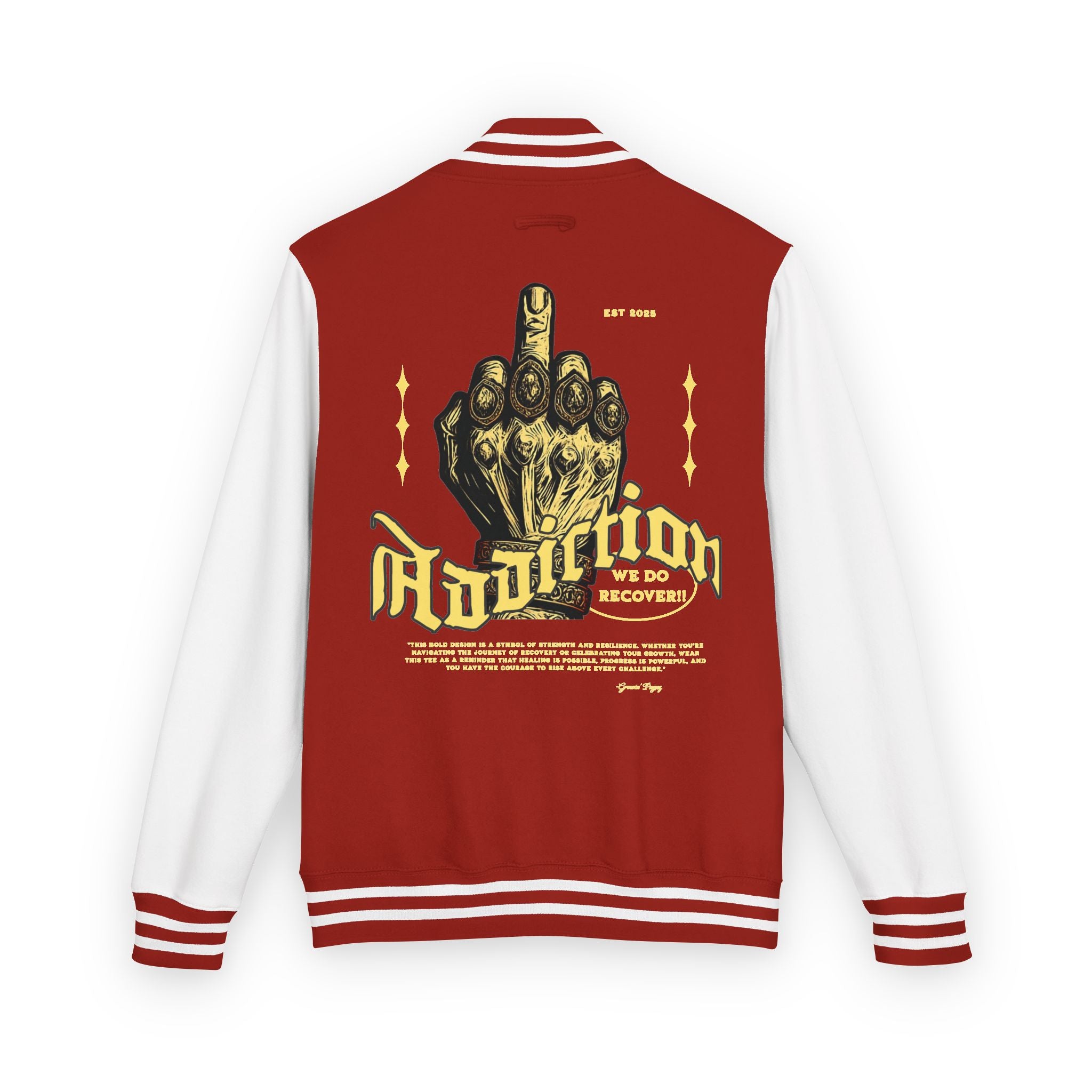 Unisex Heavyweight Letterman Jacket with Unique Graphic Design, Trendy Varsity Style, Casual Outerwear, Gift for Him/Her, Perfect for [...]