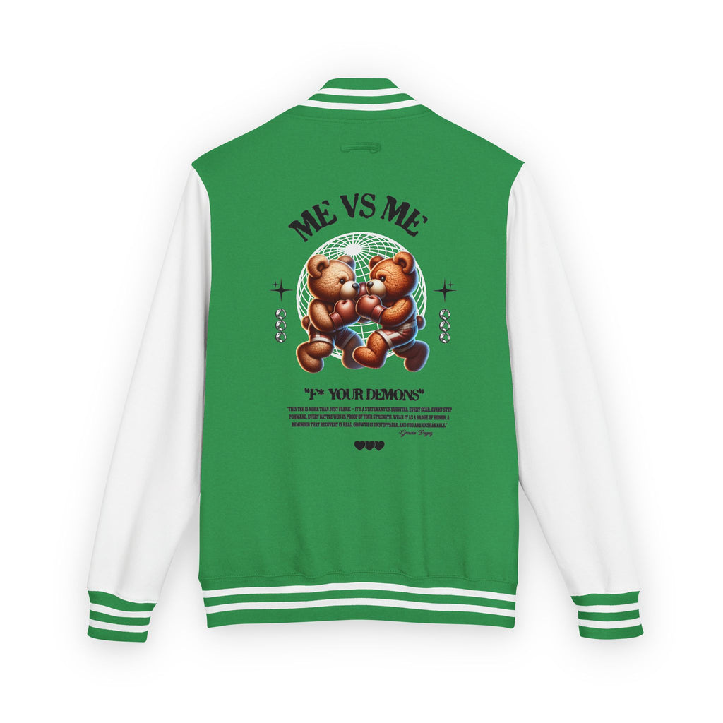 Retro Bear-Themed Unisex Heavyweight Letterman Jacket | Vintage Charm, Cozy Layer, Perfect Gift, Fashion Statement, Trendy Outerwear