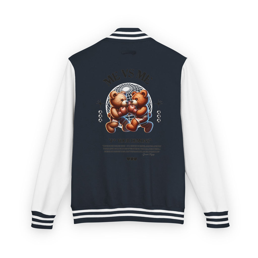 Retro Bear-Themed Unisex Heavyweight Letterman Jacket | Vintage Charm, Cozy Layer, Perfect Gift, Fashion Statement, Trendy Outerwear