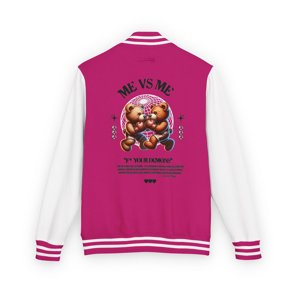 Retro Bear-Themed Unisex Heavyweight Letterman Jacket | Vintage Charm, Cozy Layer, Perfect Gift, Fashion Statement, Trendy Outerwear