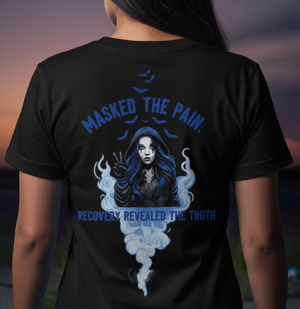 Unisex Heavy Cotton Tee - "Masked The Pain" Recovery Design, Motivational Shirt, Inspirational Gift, Self-Care Apparel, Mental Health [...]
