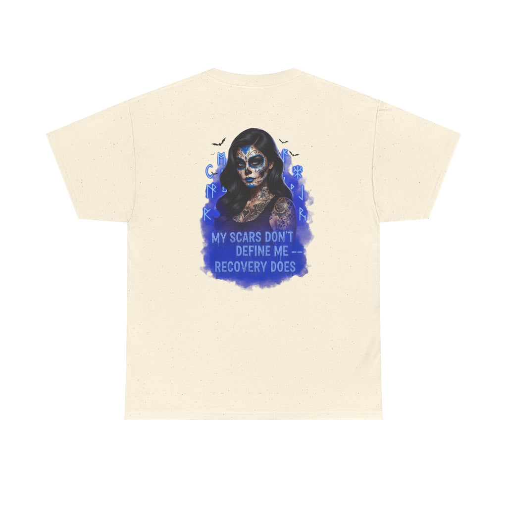 Recovery-Themed Unisex Cotton Tee, Inspirational T-Shirt, Mental Health Awareness Shirt, Scars Don't Define You, Self-Care Apparel