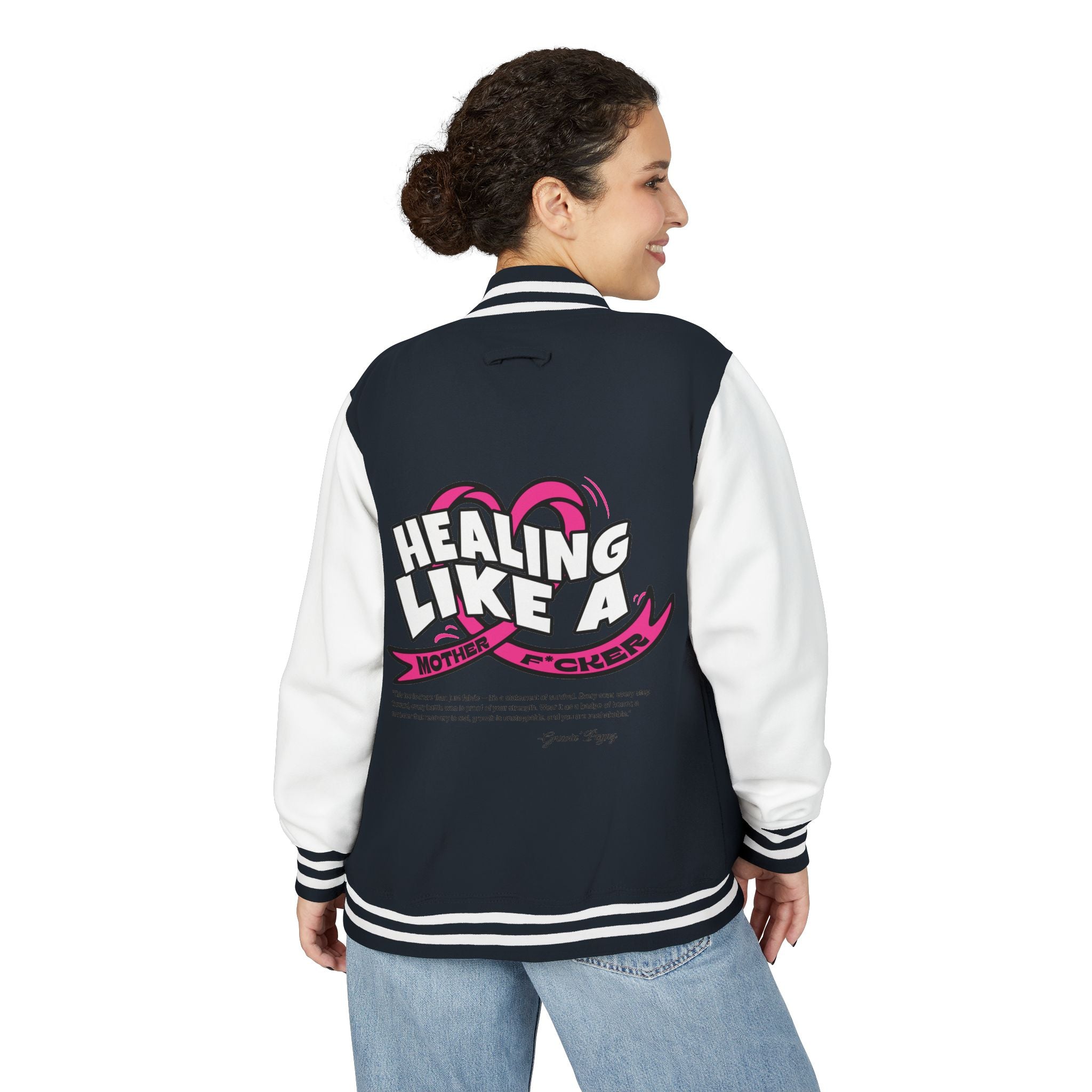 Healing Like a Mother Letterman Jacket, Unisex Varsity Jacket, Trendy Outerwear, Gift for Moms, Stylish Letterman for Her, Casual [...]