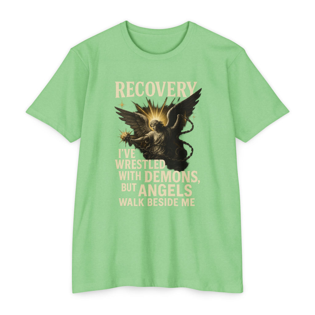 (DESIGN ON FRONT) Recovery Wings Unisex T-Shirt | Inspirational Graphic Tee | Recovery Journey | Mental Health Awareness | Gift for Friends