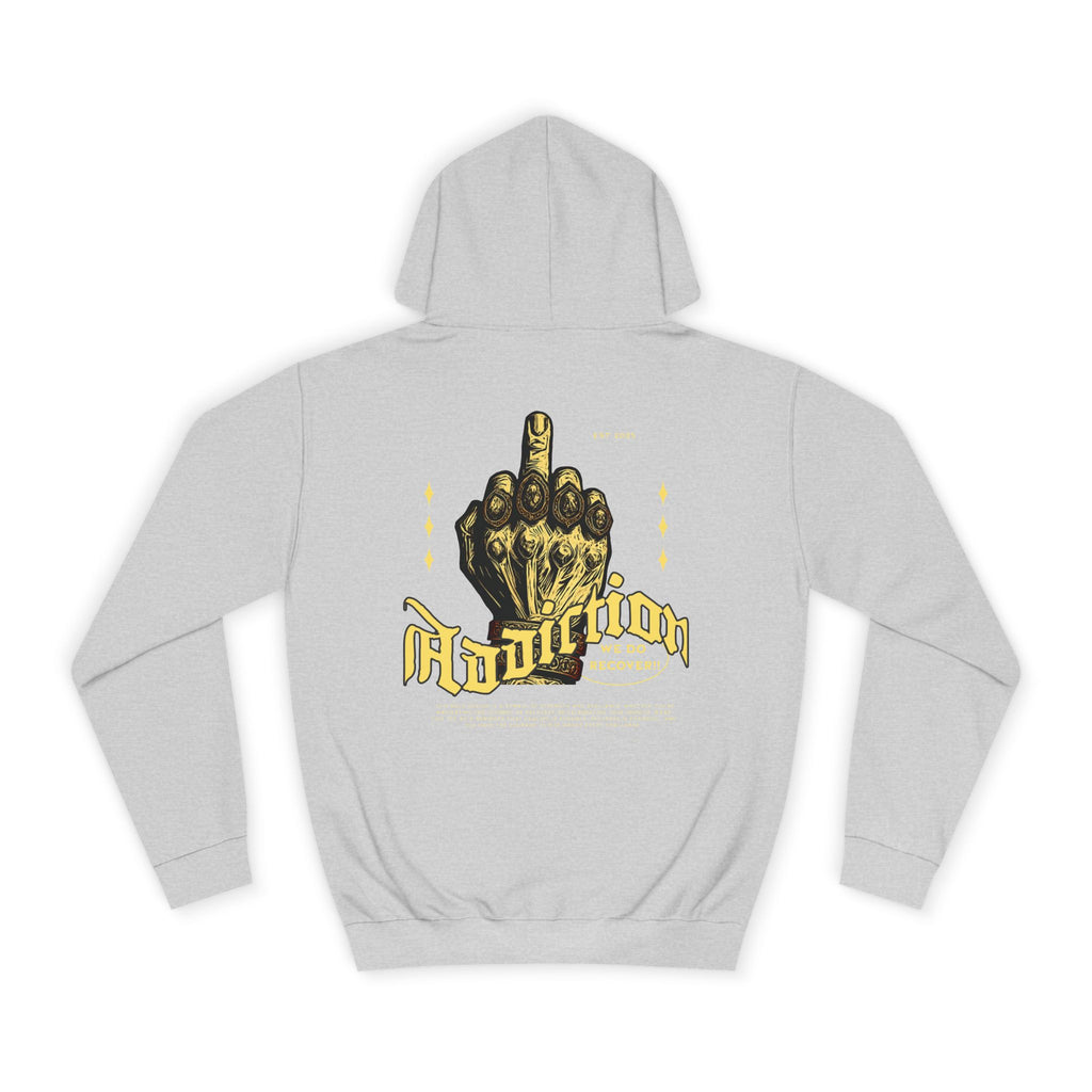 Addiction Unisex College Hoodie - Cozy Streetwear, Gift for Students, Casual Fashion, Graphic Pullover, Perfect for College Events