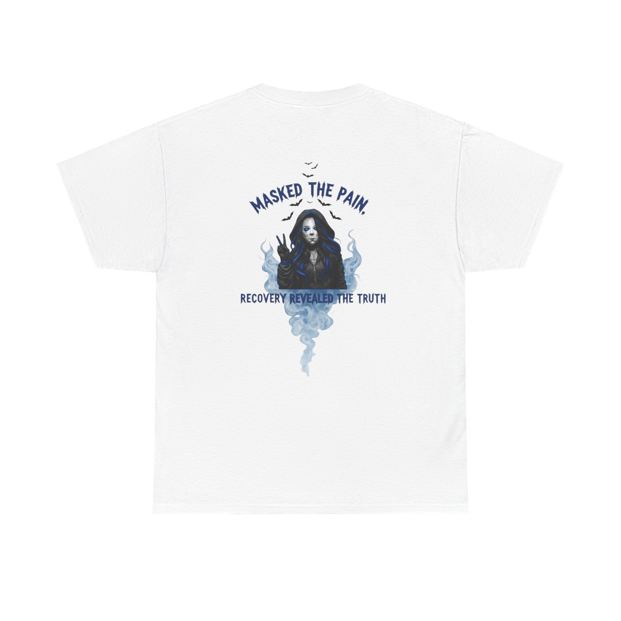 Unisex Heavy Cotton Tee - "Masked The Pain" Recovery Design, Motivational Shirt, Inspirational Gift, Self-Care Apparel, Mental Health [...]