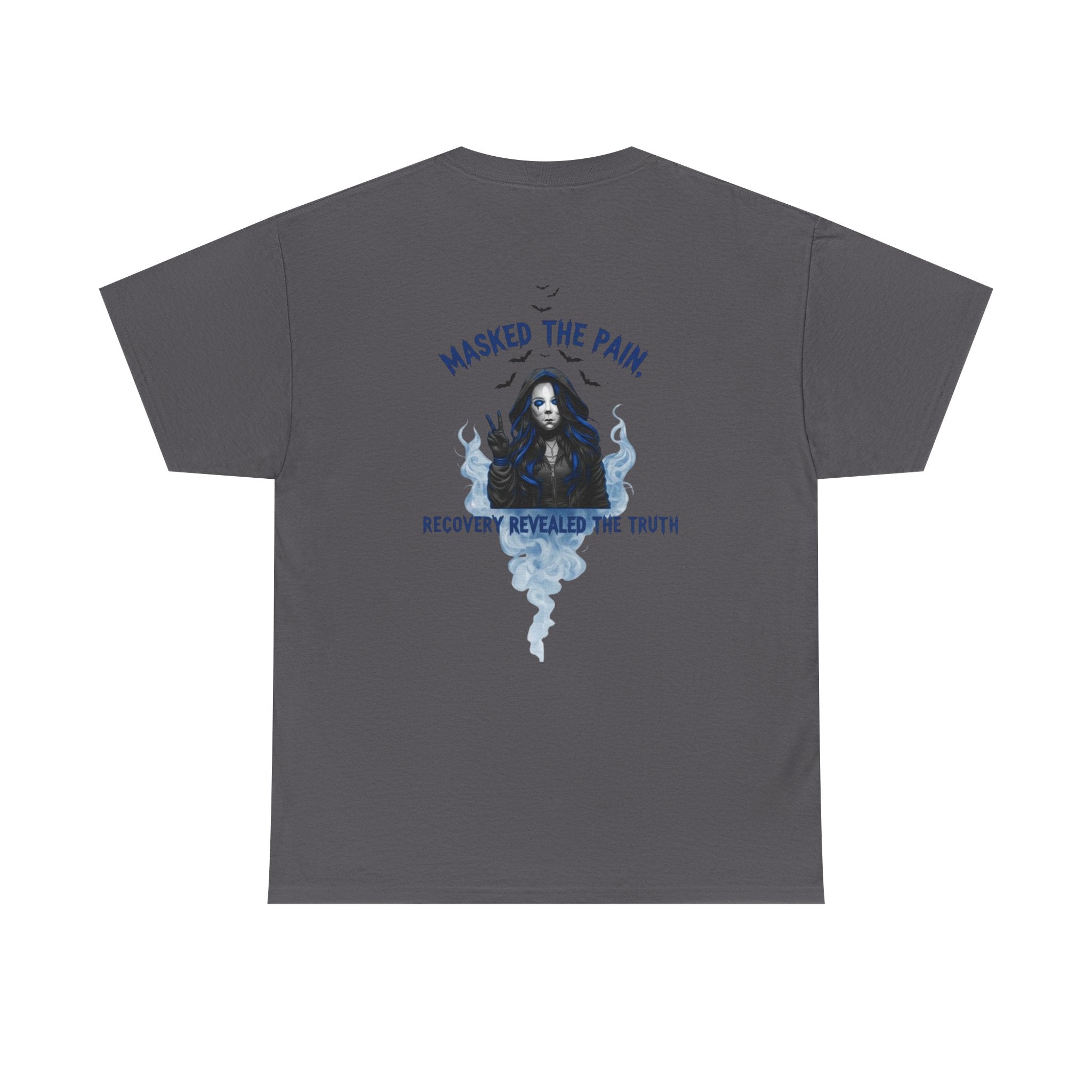 Unisex Heavy Cotton Tee - "Masked The Pain" Recovery Design, Motivational Shirt, Inspirational Gift, Self-Care Apparel, Mental Health [...]