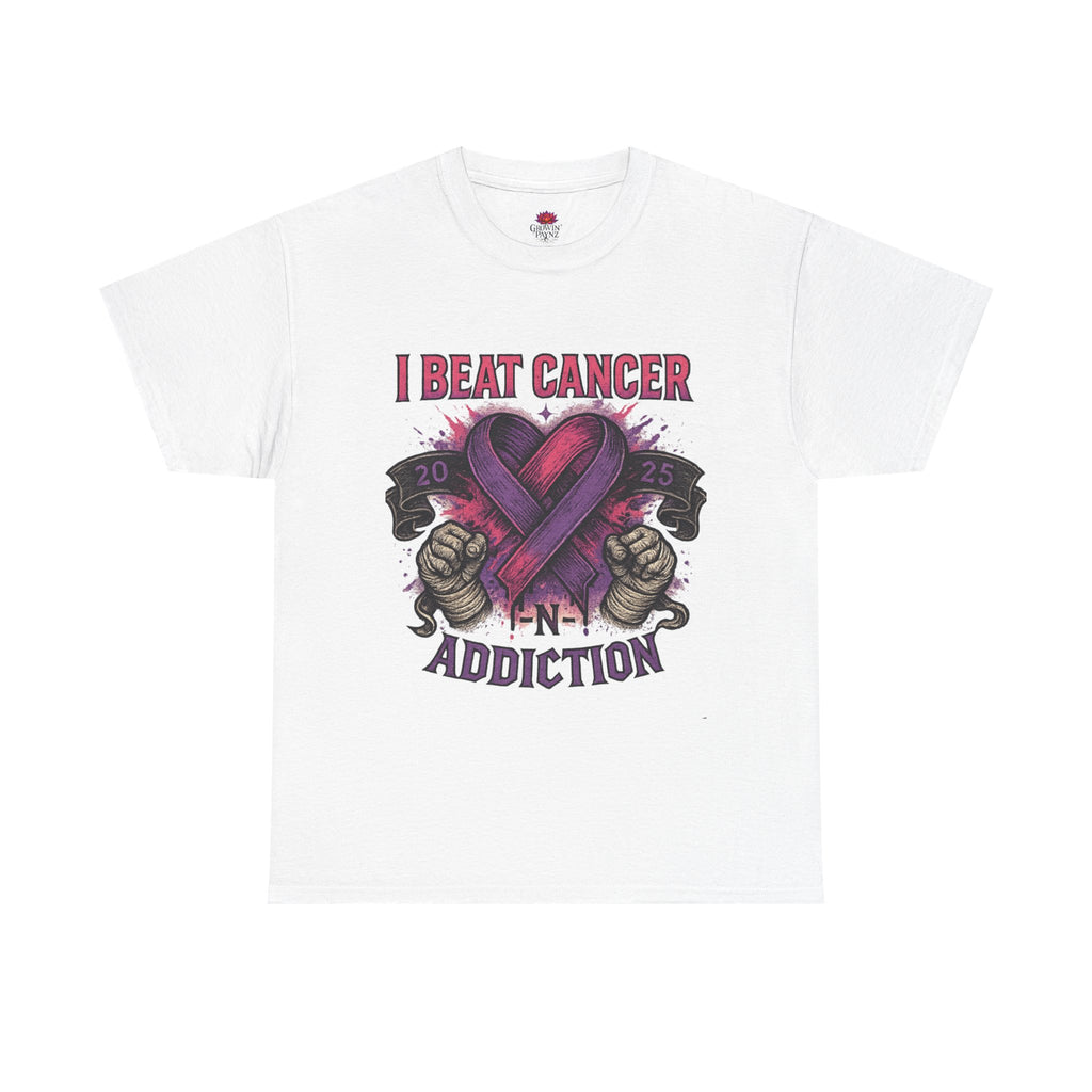 Cancer Awareness Unisex Tee - I Beat Cancer, Fight Against Addiction, Support Breast Cancer, Inspirational Gift, Comfortable Cotton Shirt