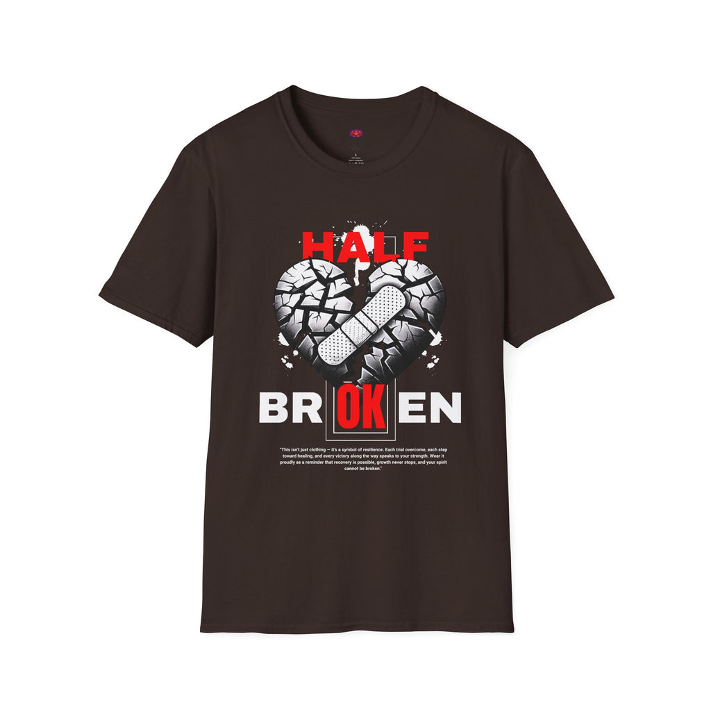 (DESIGN PRINT ON FRONT)  Half OK Heart Unisex T-Shirt - Softstyle Tee, Casual Wear, Gift for Friends, Heartbreak T-Shirt, Everyday Comfort