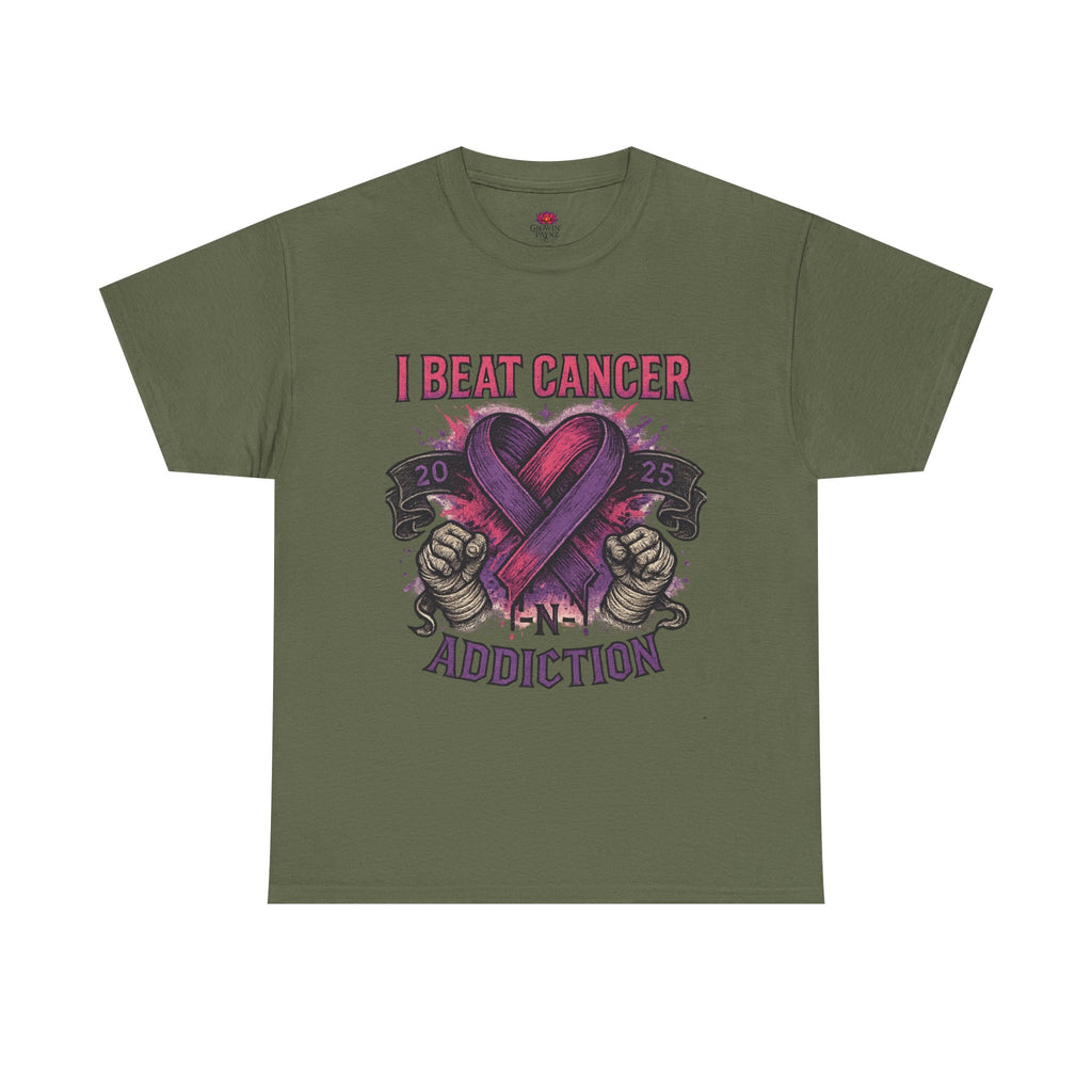Cancer Awareness Unisex Tee - I Beat Cancer, Fight Against Addiction, Support Breast Cancer, Inspirational Gift, Comfortable Cotton Shirt