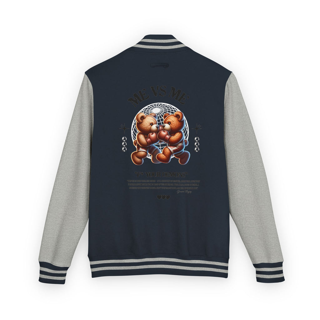Retro Bear-Themed Unisex Heavyweight Letterman Jacket | Vintage Charm, Cozy Layer, Perfect Gift, Fashion Statement, Trendy Outerwear