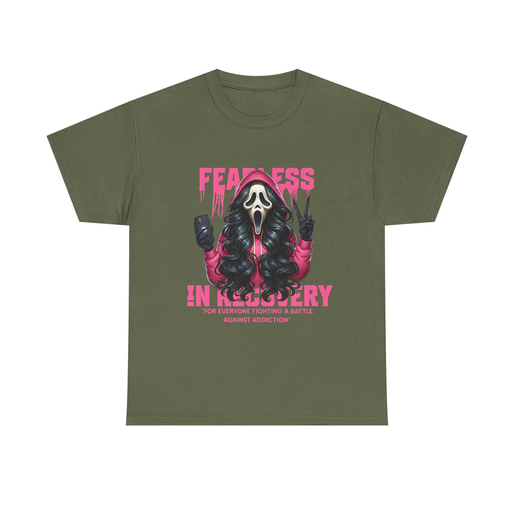 (DESIGN ON FRONT) Fearless in Recovery Tee, Support Shirt, Gift for Friends, Addiction Awareness, Motivational T-Shirt, Recovery Advocate Wear