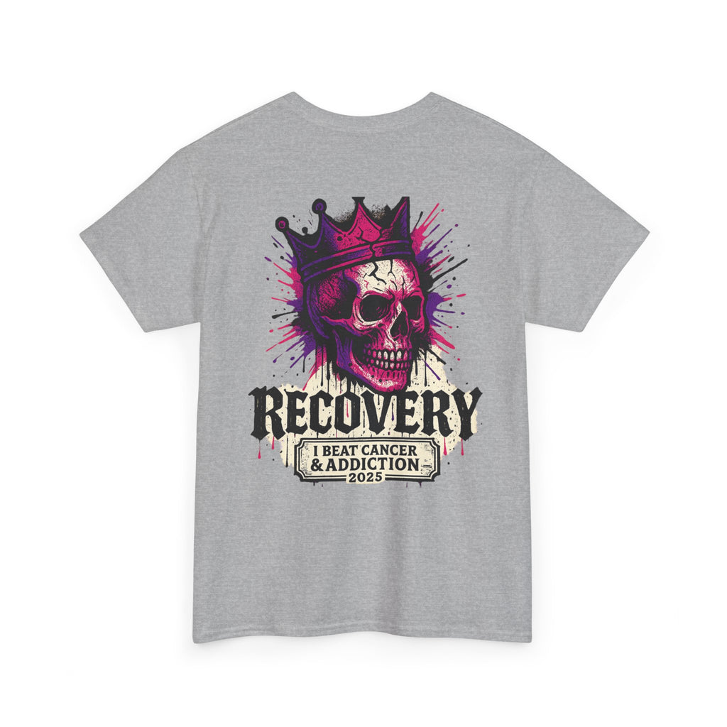 Recovery Skull Graphic Tee, Unisex Cotton Shirt, Awareness T-Shirt, Cancer Survivor Gift, Addictions Support Apparel