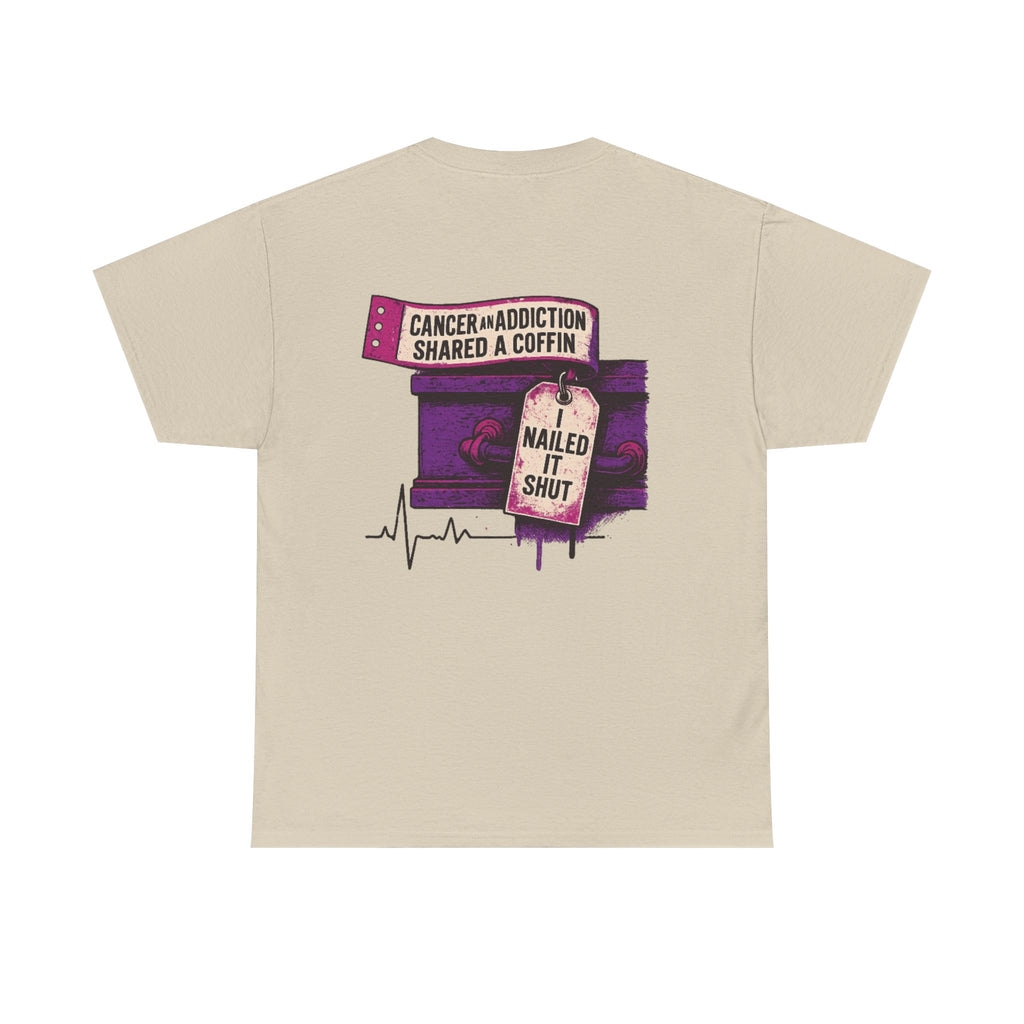 Unisex Heavy Cotton Tee with Bold Graphic Design, Cancer Awareness Shirt, Addiction Recovery Tee, Unique Gift for Loved Ones, [...]