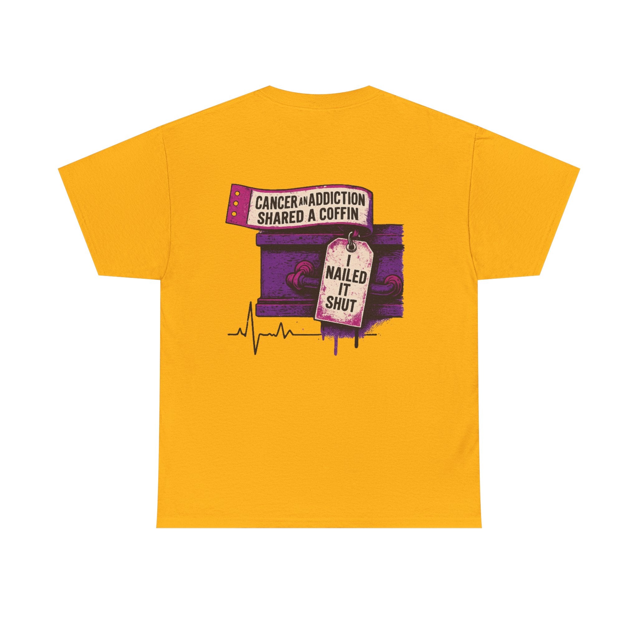 Unisex Heavy Cotton Tee with Bold Graphic Design, Cancer Awareness Shirt, Addiction Recovery Tee, Unique Gift for Loved Ones, [...]